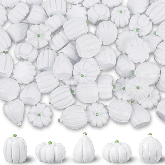 winemana Mini Pumpkins Fall Decorations- 80 Pack Small Fake Pumpkins for Decorating, Thanksgiving Table Centerpieces, Autumn Harvest Home Office Decor, DIY Crafts, Vase Bowls Basket & Fillers (White)