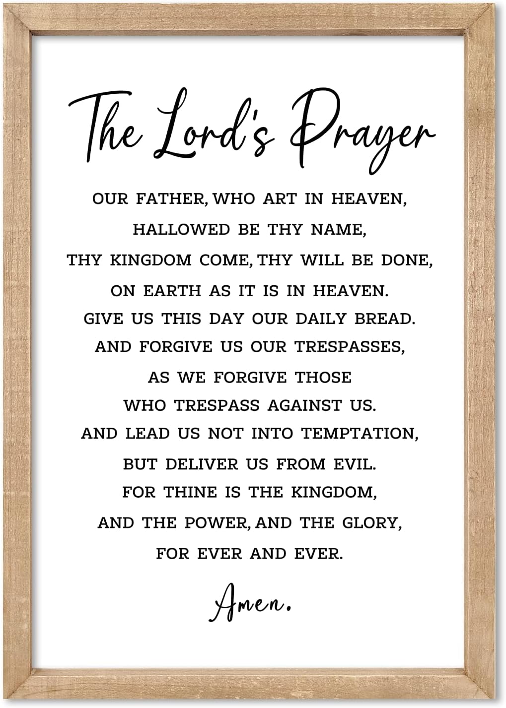 comurdyo Christian Wall Art The Lords Prayer Rustic Bible Verse Wall Decor 16"×11" Our Father Prayer Inspirational Positive Religious Saying Sign God Jesus Scripture Print Hanging (Wood)