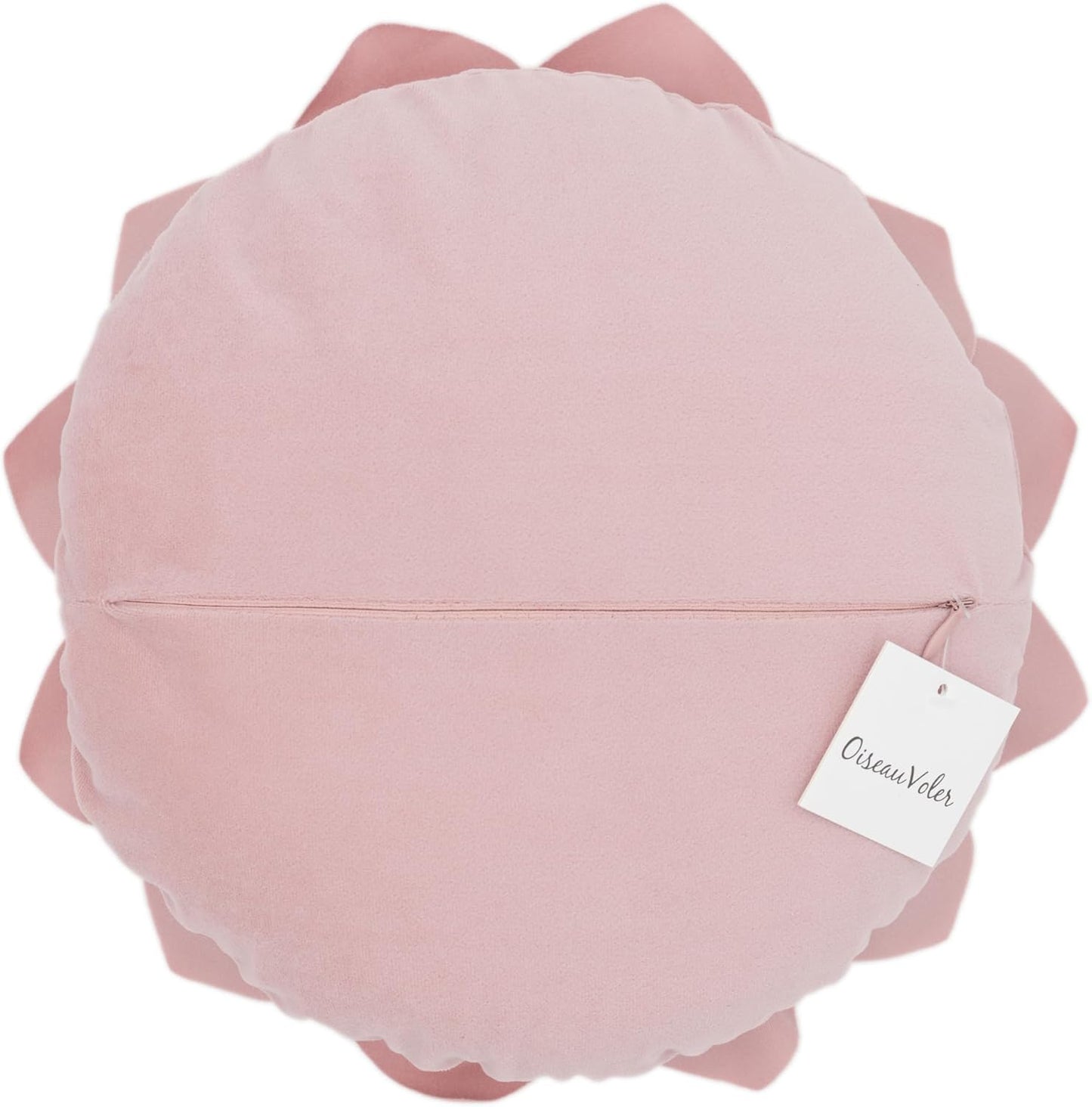 Decorative Throw Pillow 3D Flower Round Pillow Accent Handmade Cushion with Insert for Couch Bed Home Decor 12 Inch (12 inch, Rose Gold)