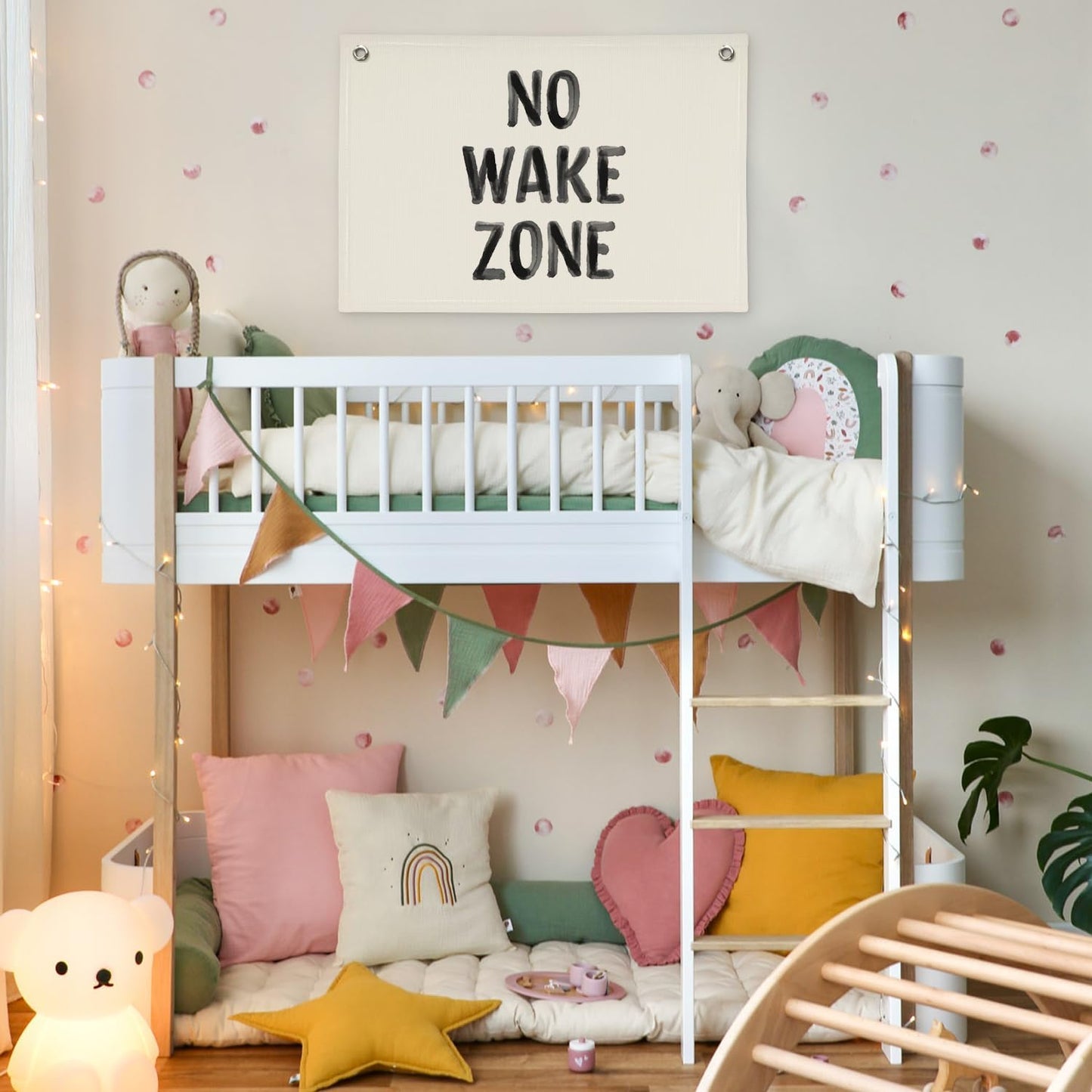 Kids Room Decor No Wake Zone Surf Nursery Playroom Decor Canvas Banner,Coastal Baby Room Decor,Beach Nursery Decorations,Lake House Nautical Wall Hanging Flag Canvas Banner 30x20 Inch