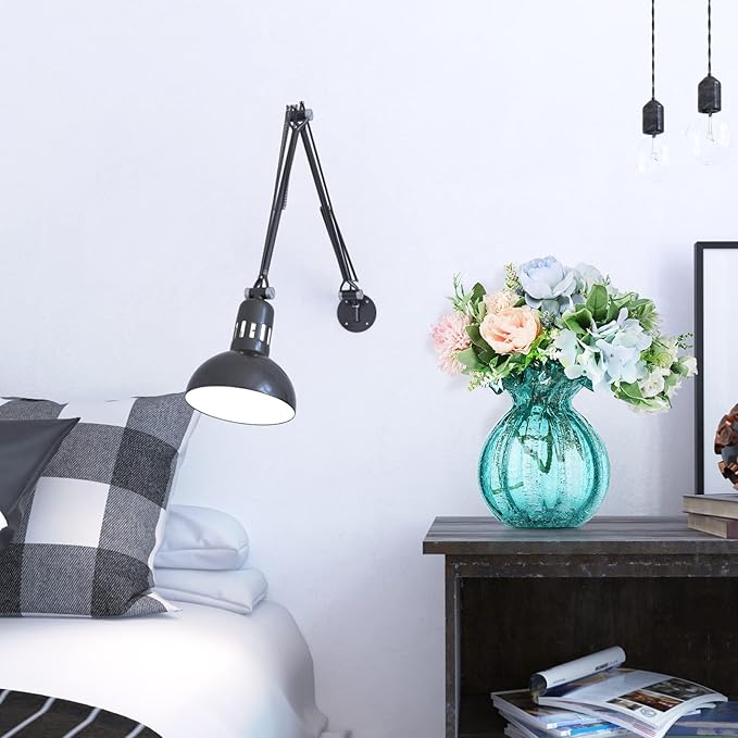 Blown Glass vase, Green Art Glass vase, Modern Art vase for Living Room, Kitchen, Wedding, Dining Table Center Table Decoration Flowers