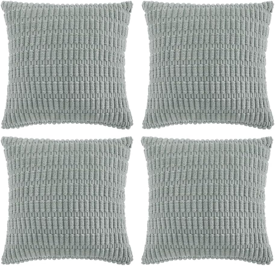 Fancy Homi 4 Packs Decorative Throw Pillow Covers for Living Room Couch Bed, Modern Farmhouse Boho Home Decor, Accent Cushion Case (14 x 14 Inch, Grey Blue)