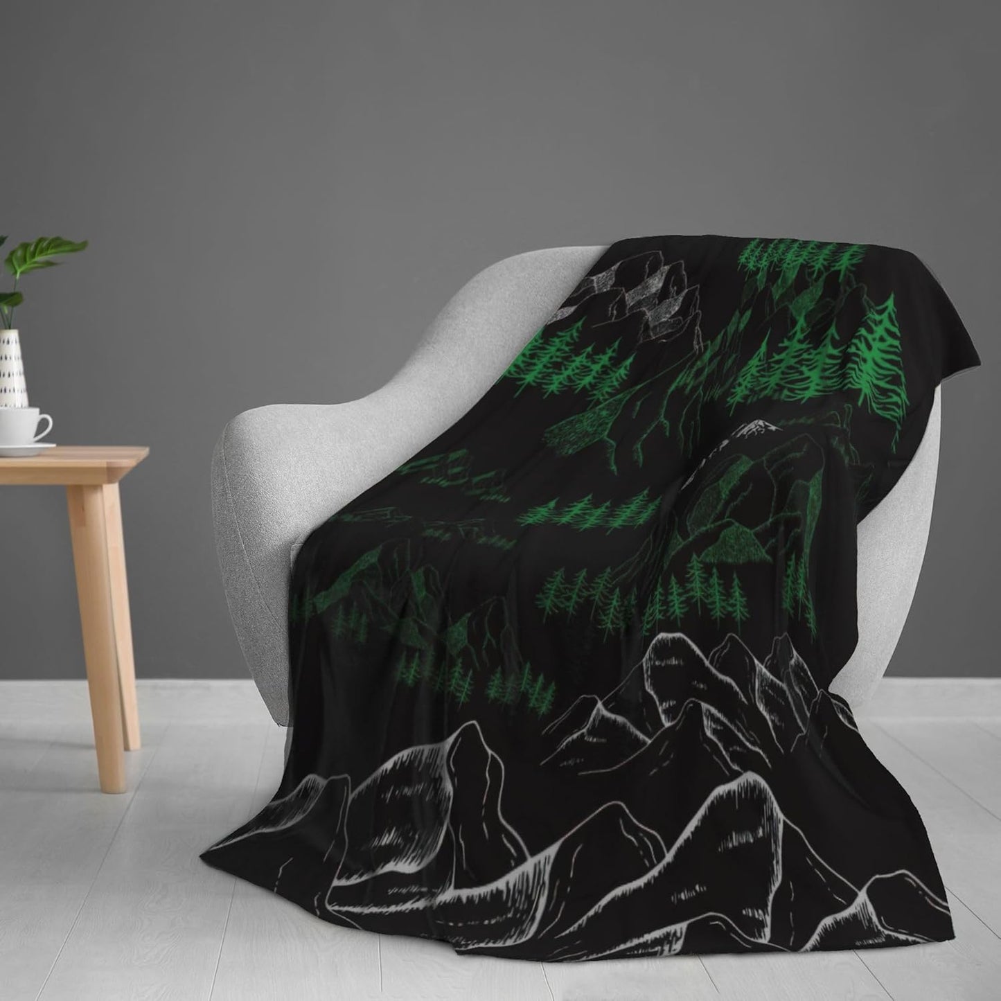 Night Sky Mountain Forest Throw Blanket, Fuzzy Blanket, Ultra Soft Cozy Flannel Throw Blankets Lightweight Fleece Blankets for Bed Couch Sofa 60"×80"