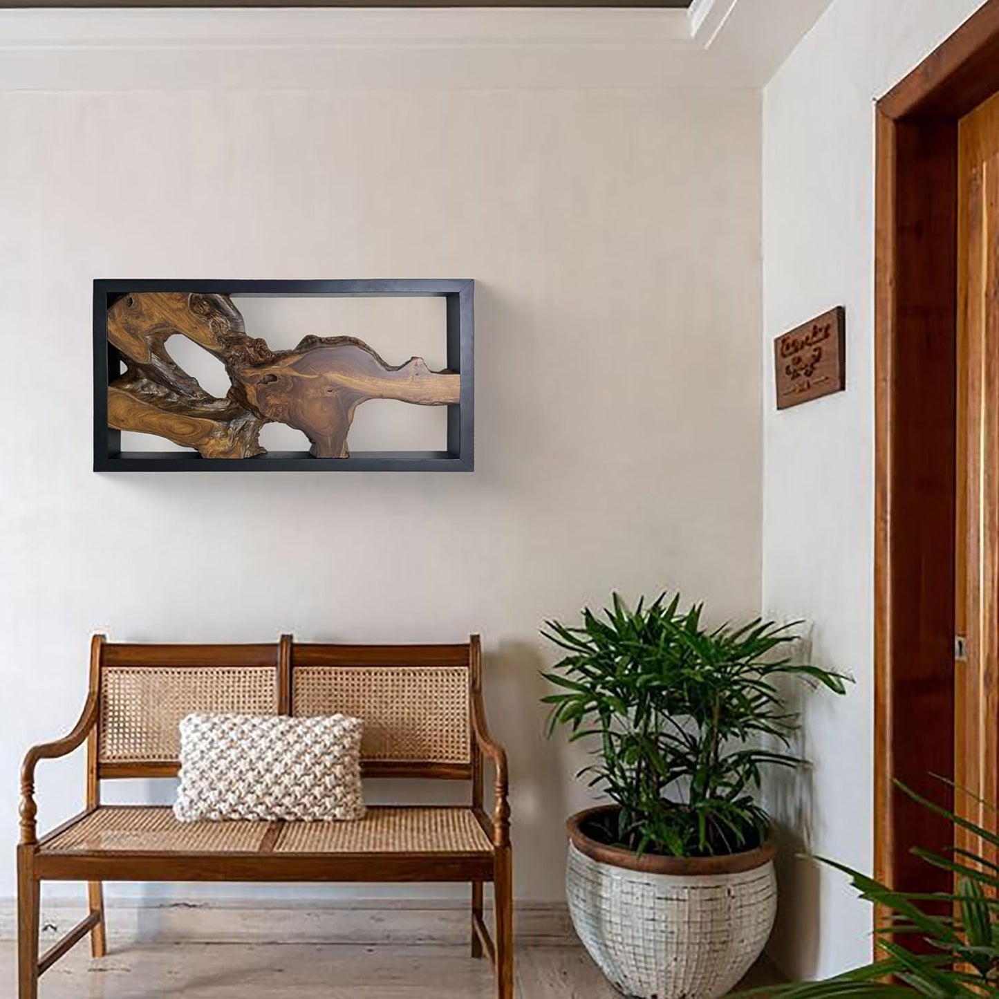 Greenage Teak Wall Decor 17"X31.5"X2.4" Farmhouse Rectangle Rustic Art Hanging Decoration for Home Living Room Bedroom Office