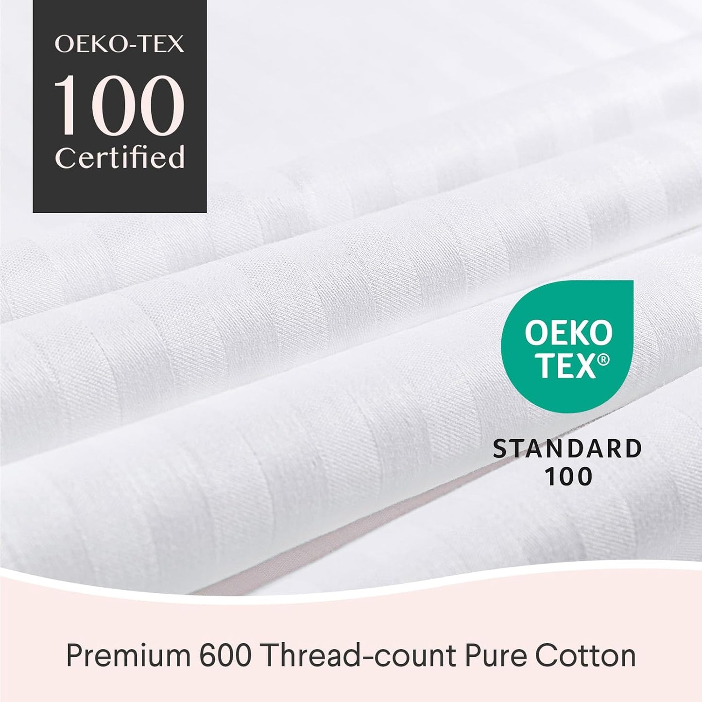 FAUNNA 600TC 100% Cotton Pillow Protectors, Body Size (20x54), 2 Pack, Oeko-TEX Certified, Hotel Grade Pillow Cover with Silent Zipper, Zip Up Pillow Cases, White
