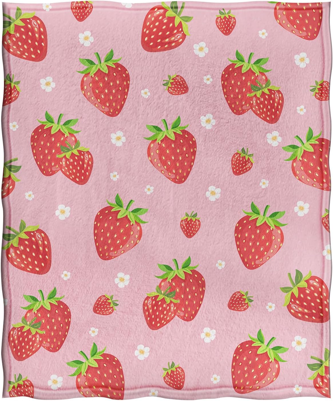 Jekeno Strawberry Fruit Floral Blanket Cute Flower Gifts for Women Kids Girls Mom Wife Men Boys Birthday Christmas Halloween Easter Home Bedroom Bed Sofa Decor Plush Throw Pink 50"x60"