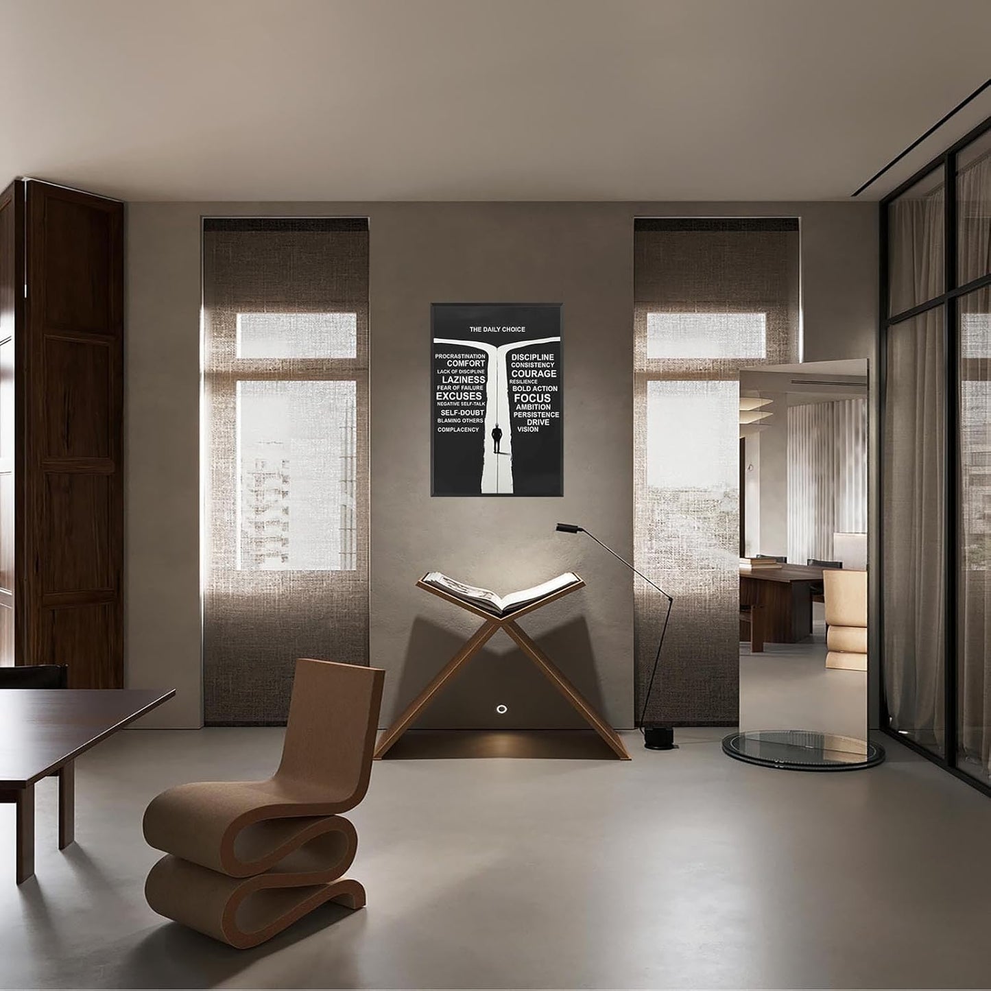 Inspirational Self-Discipline Poster Growing Up The Daily Choice Wall Art Discipline Vs Comfort Choose Prints Painting For Living Room Bedroom Office Wall Decor 16x24in Framed