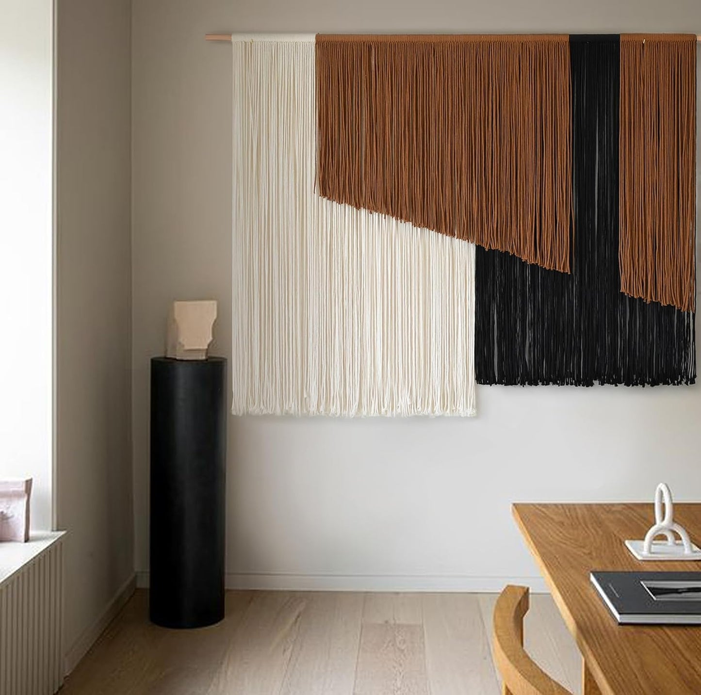 Jakalin Macrame Wall Hanging Dip Dyed Fiber Macrame Wall Decor Boho Cord Living Room Wall Art 57" Wx43 L