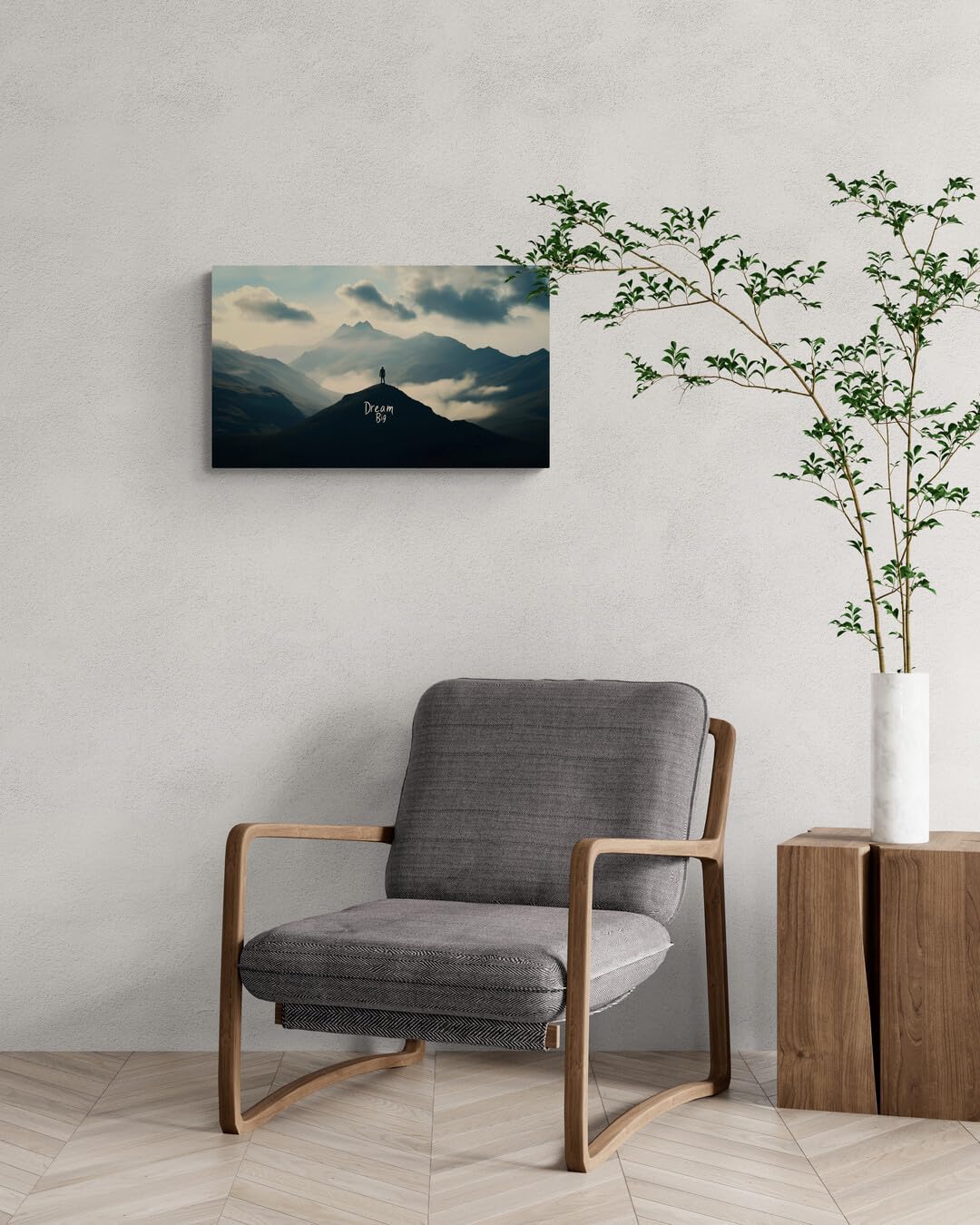 GoForArt Dream Big Motivational Canvas Wall Art, Inspirational Famous Quote Bedroom Living Room Decor, Positive Modern Landscape Mountain Office Dorm Room Poster Print 12x20in