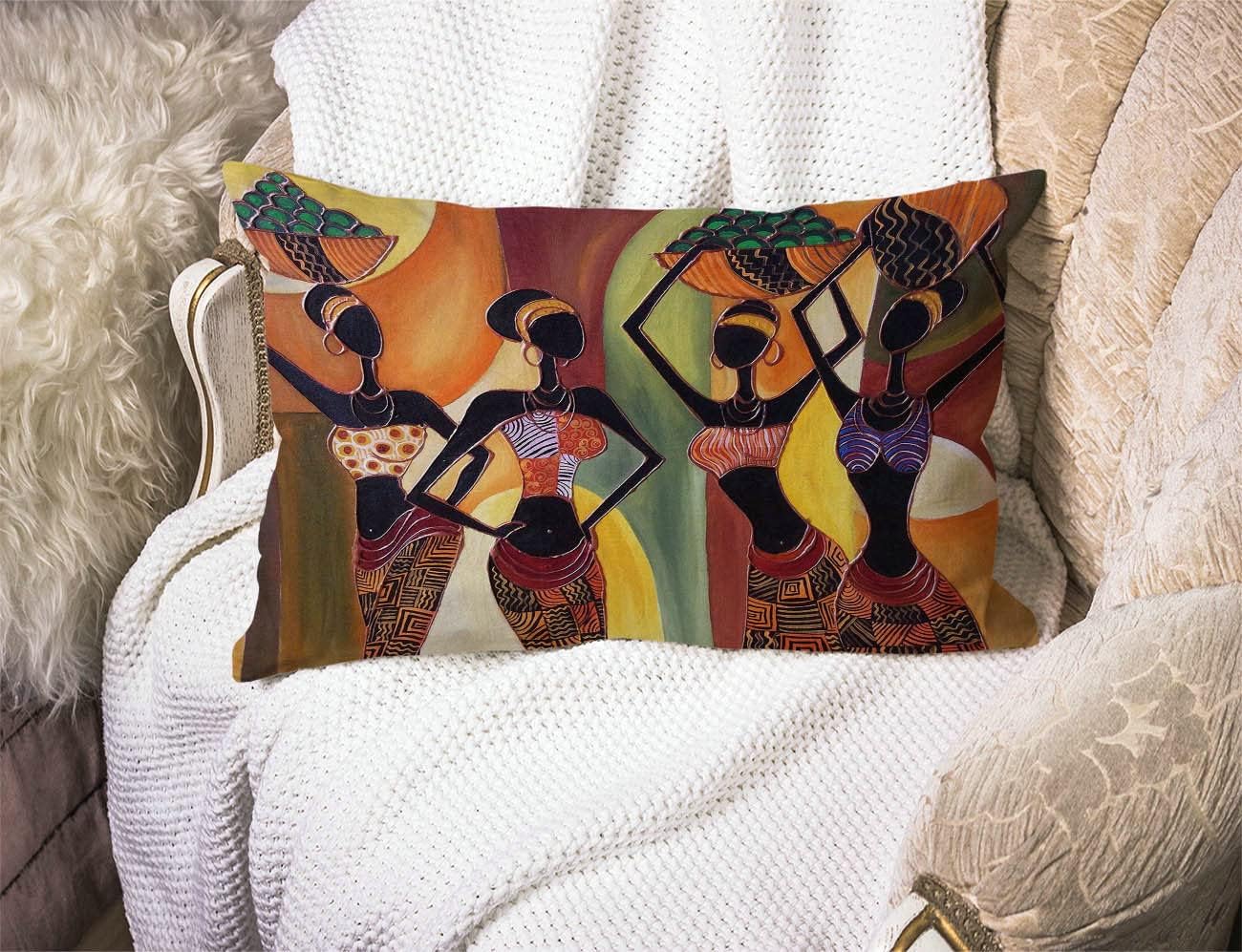 Farmhouse Decorative Outdoor Throw Pillow Covers for Couch Sofa Bed African Woman Pillow Cover Modern Decor Pillow Case 12 x 20 Inch Jcp135