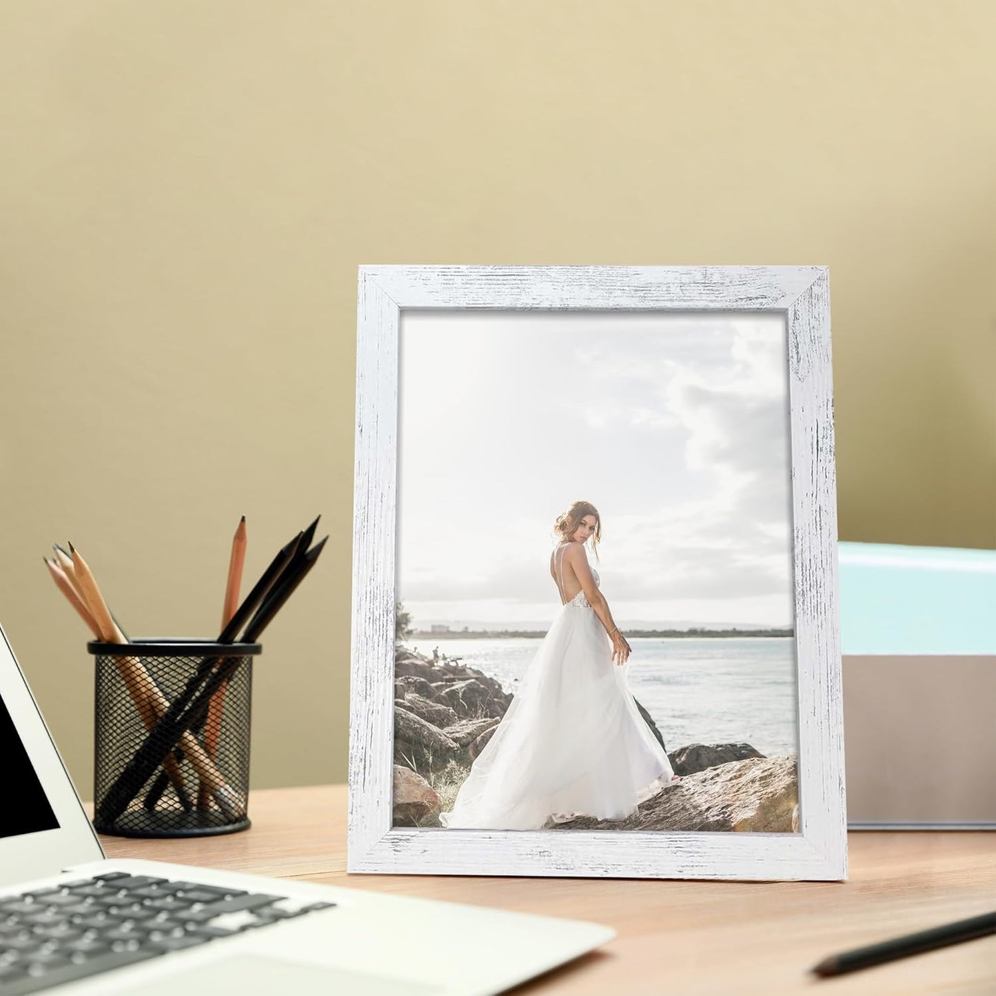 iRahmen 8.5x11 Picture Frame Set of 2, Distressed White Certificate Frame with Real Glass, Wood Photo Frames 8.5 x 11 Diploma Document for Wall Hanging and Tabletop Display