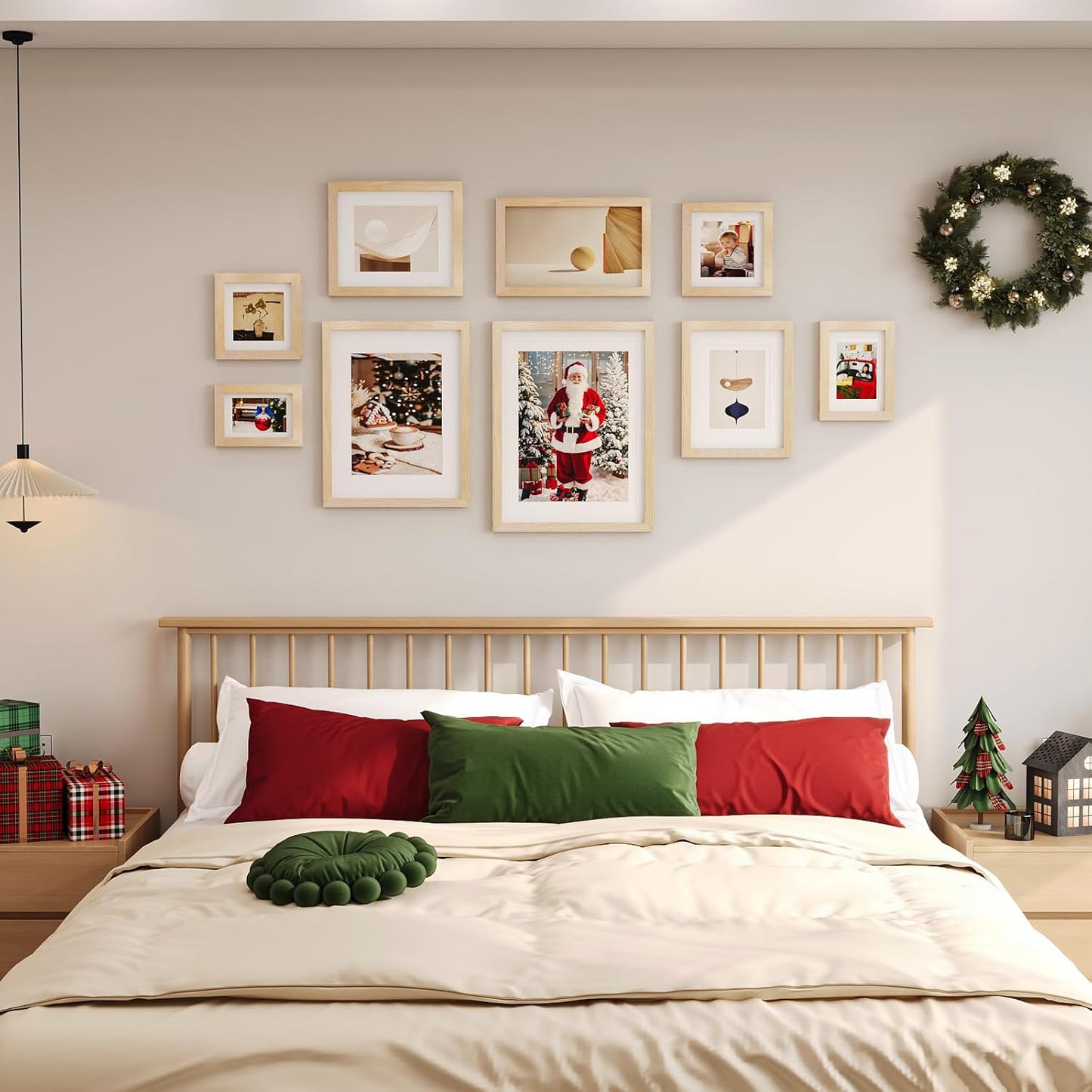 KINLINK 11x14 Picture Frame Natural, Solid Wood Frames 14x11 with Acrylic Plexiglass for Pictures 5x7/8x10 with Mat or 11x14 without Mat, Tabletop and Wall Display Photo Frame Set of 4