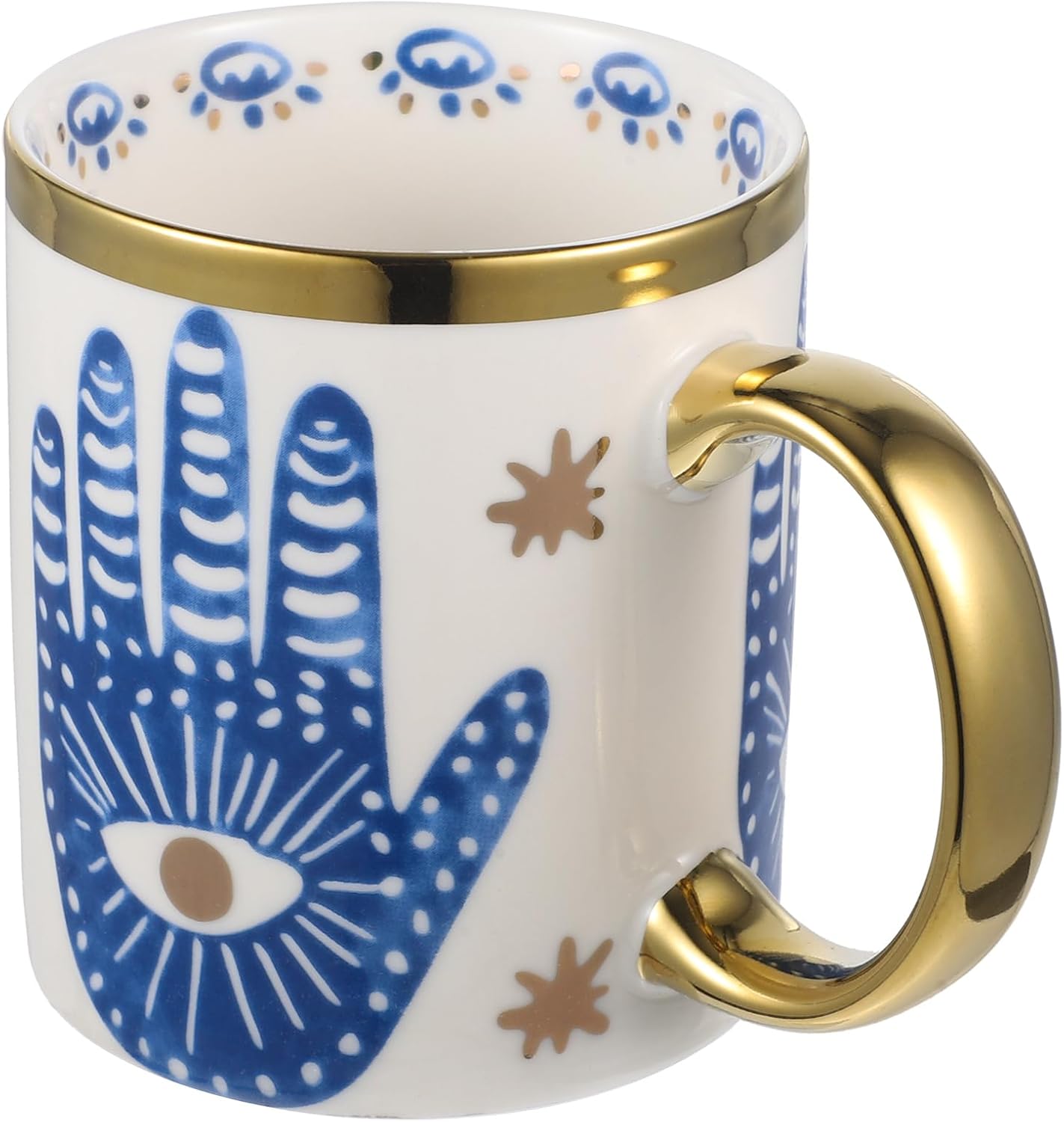 Evil Eye Ceramics Coffee Mugs 12oz Perfect for Cappuccino Latte Tea Beer Hot and cold drinks, Coffee Cups for home and office, Dishwasher Safe (Palm)