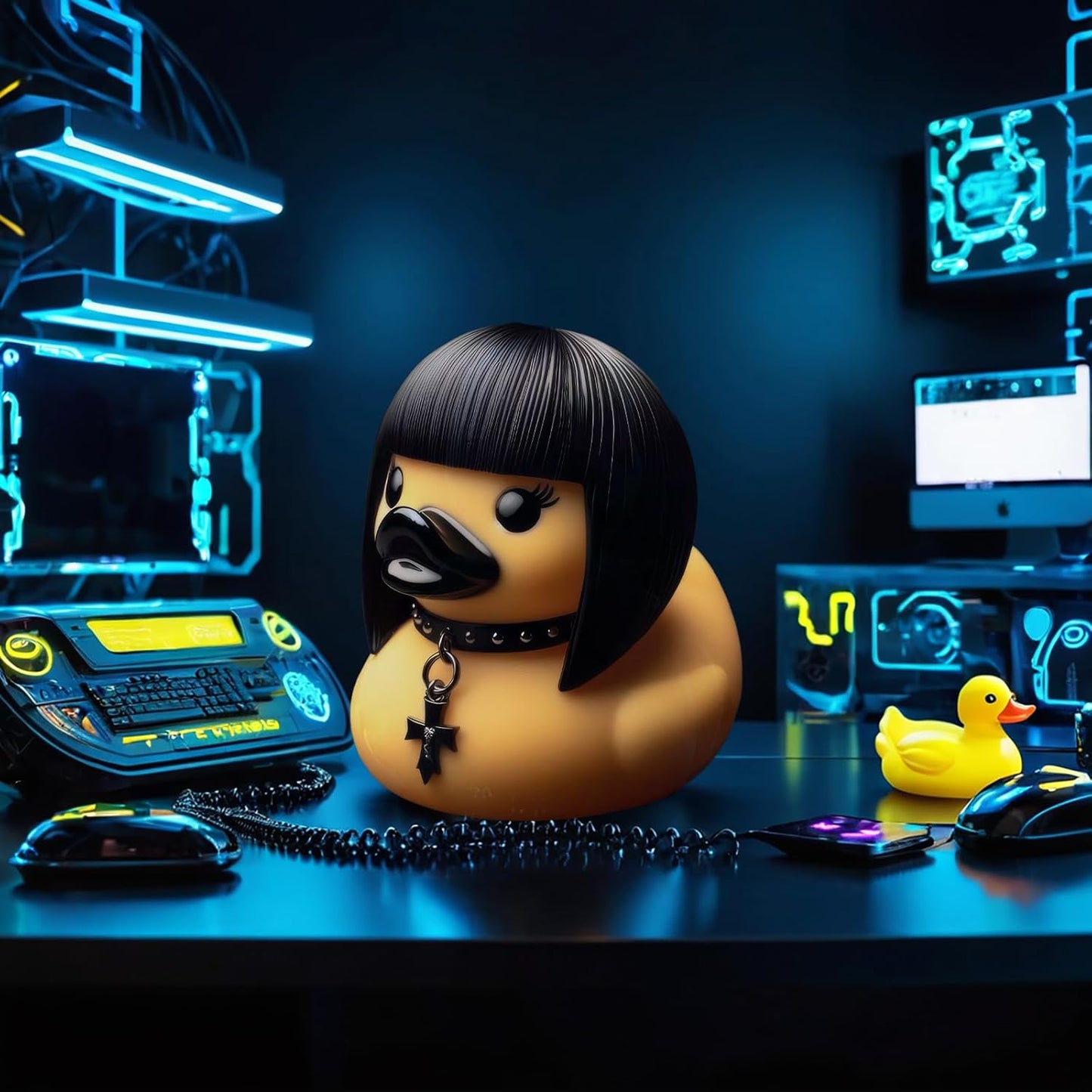 edenfuax Punk Duck Goth Resin Duck - Garage Kits,Unique Gothic Gifts & Collectibles,Vinyl Rubber Novelty Ornament Dark Satanic Duck Figurine for Desktop Home Halloween Decor (Gothic Girl)