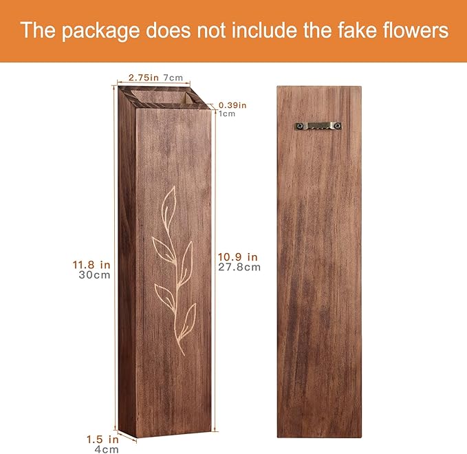 4 Pack Wood Indoor Wall Planter, Modern Boho Wall Decor for Living Room Bedroom, Farmhouse Pocket Vases for Dried Flowers and Faux Greenery Plants - Brown