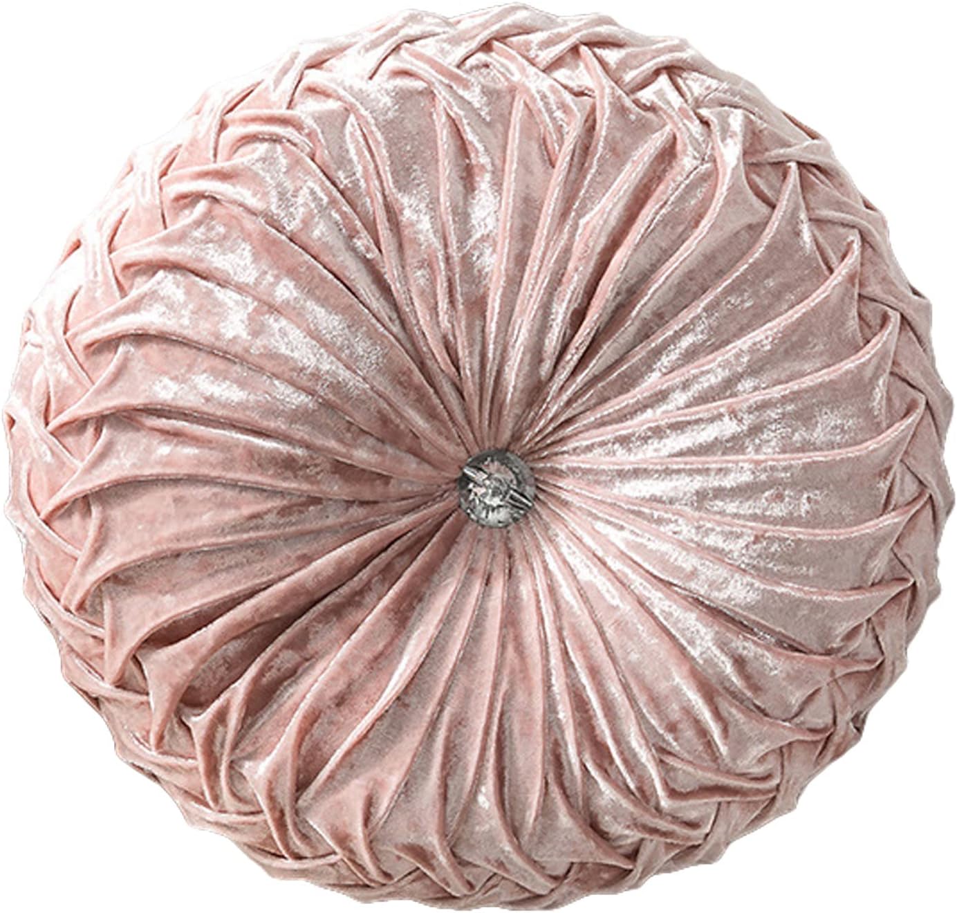 HLOVME Decorative Round Throw Pillow for Couch Bed Living Room Small Floor Pillow Cushion for Adults Kids 13.7" (A01-Pink)