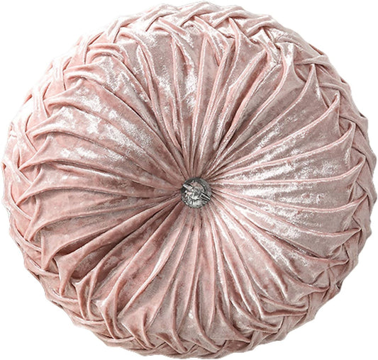 HLOVME Decorative Round Throw Pillow for Couch Bed Living Room Small Floor Pillow Cushion for Adults Kids 13.7" (A01-Pink)