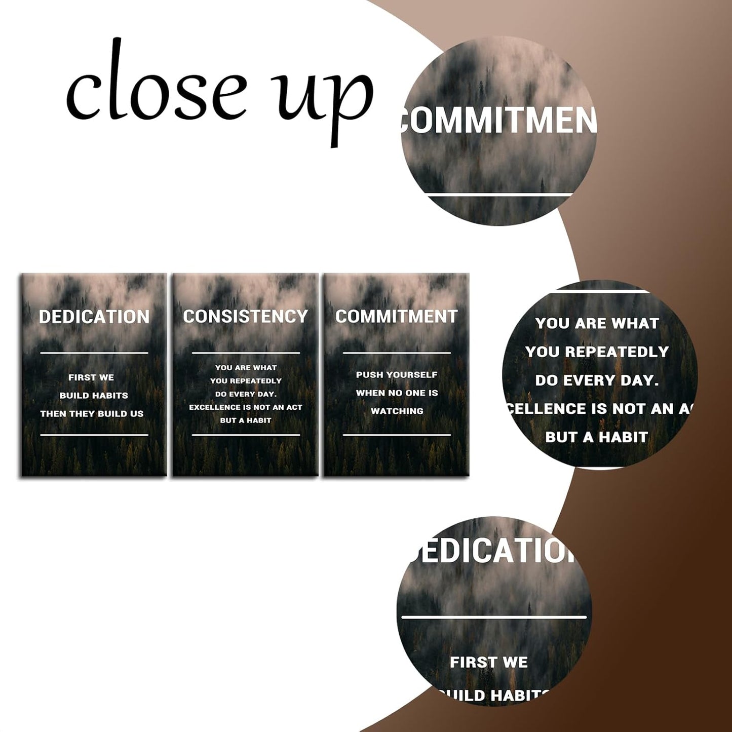 Inspirational Poster Wall Decor Dedication Consistency Commitment Motivational Wall Art Positive Signs Print on Canvas Picture Painting for Living Room Workplace Artwork Ready to Hang [60''Wx28''H]