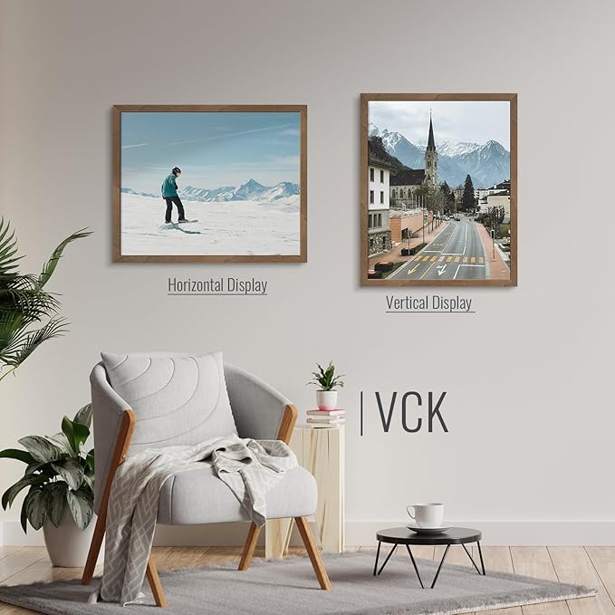 VCK 24x30 Poster Frame 3 Pack - Brown Walnut, Exclusive Natural Wood Grain Solid Wood Picture Frame, Wall Hanging