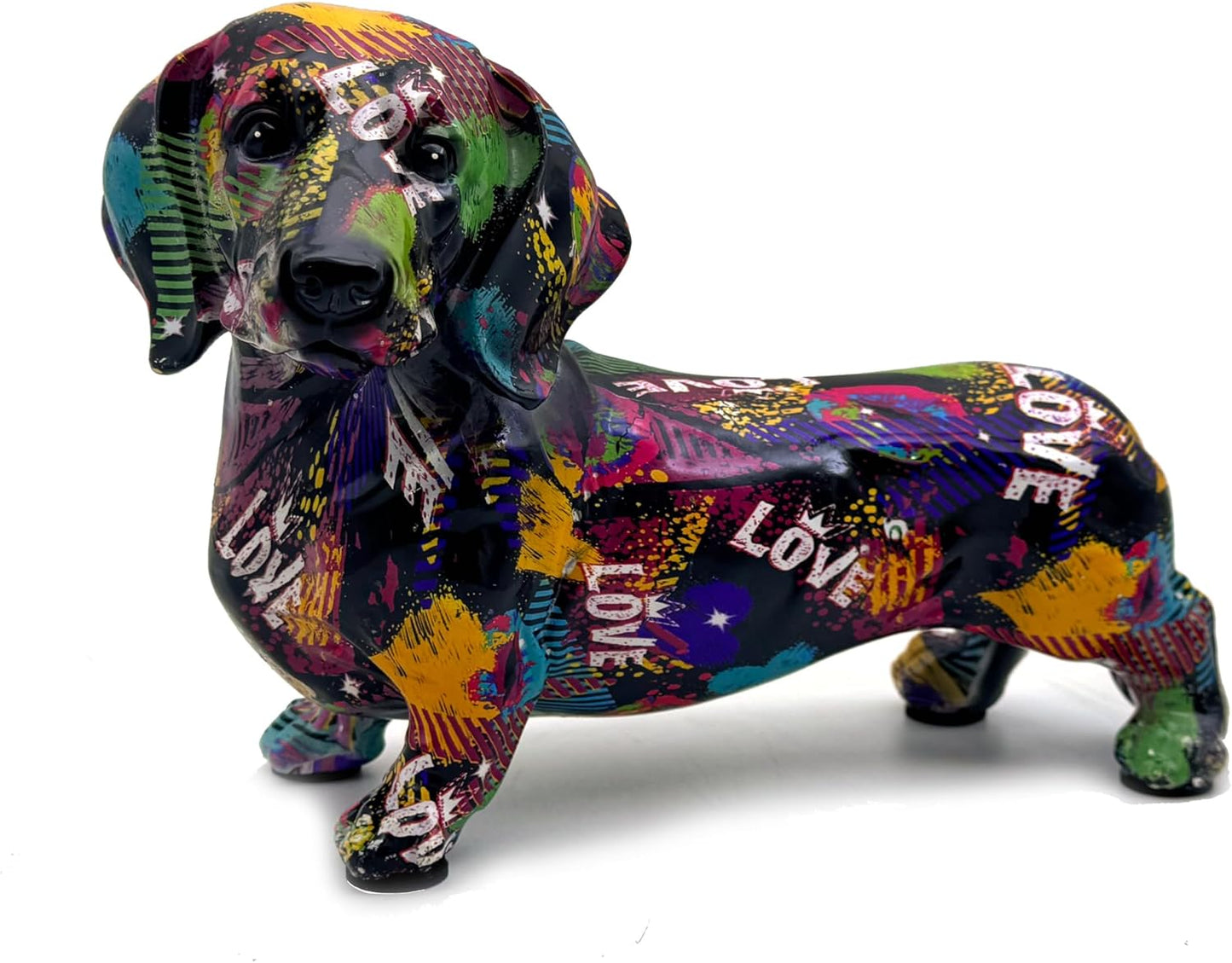 FUNSXBUG Colorful Dachshund Dog Statue Art Figurines Sculpture Collectibles Home Office Desktop Decor Outdoor Garden Display Decoration (Dachshund Dog 4)