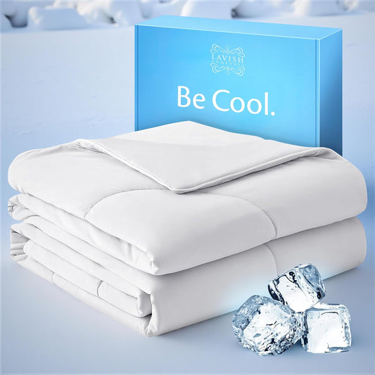 Lavish Comforts® Cooling Comforter King/Cal King Size │Premium Soft Breathable Summer Cooling Blanket for Hot Sleepers │All Season Comforter │106"x96" Light Grey│Gift-Ready Box