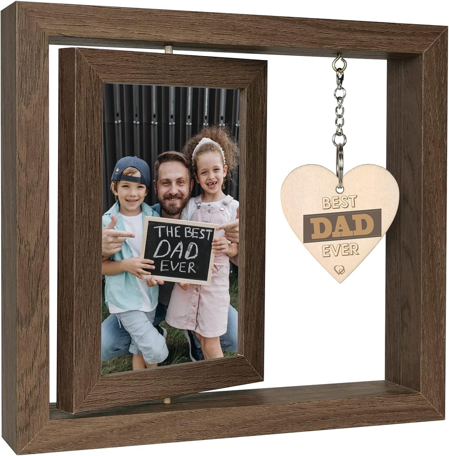 Best Dad Ever Picture Frame Gifts from Daughter Son Birthday Father's Day Christmas Gifts for Dad Who Want Nothing, Display Two 4x6