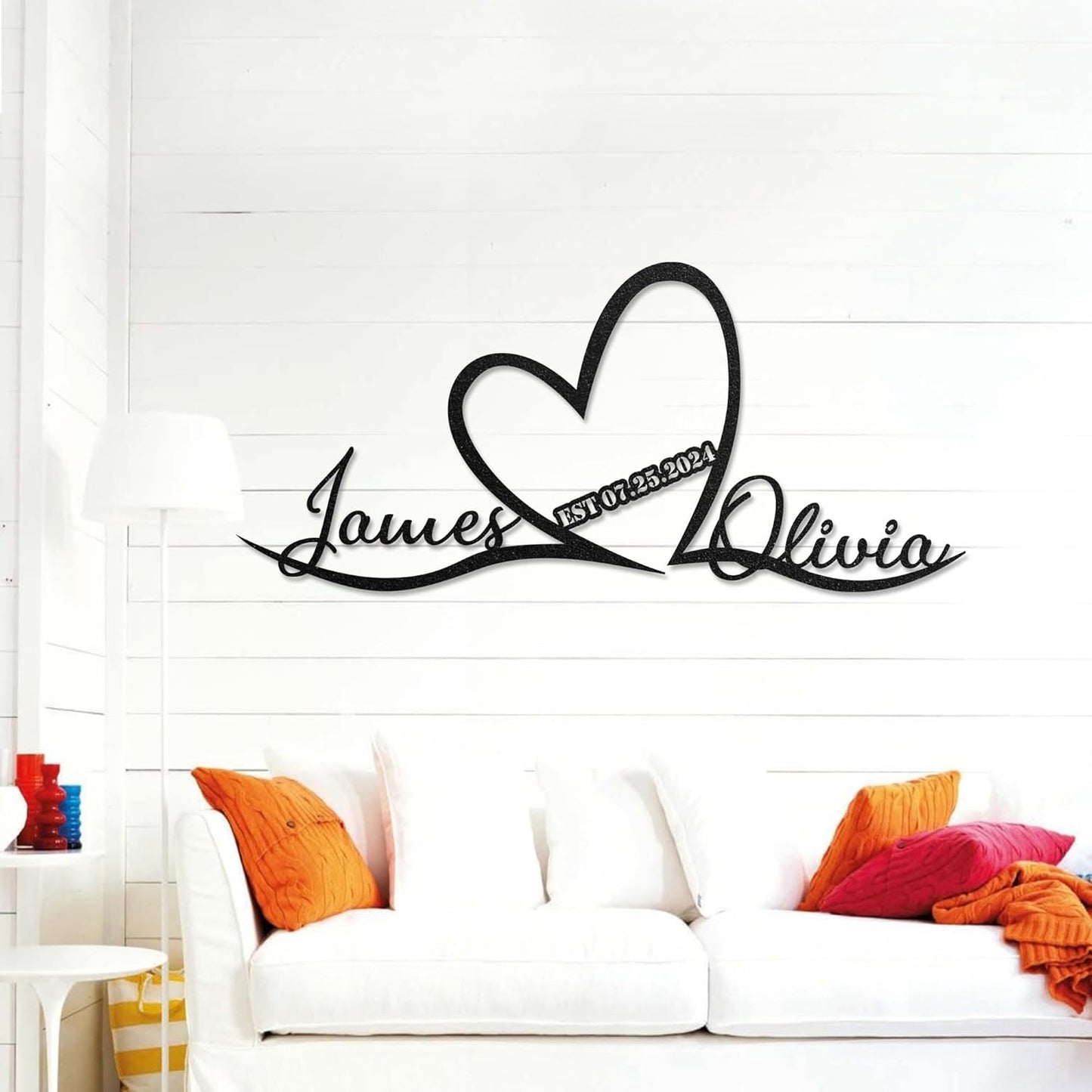 LULLBABYMALL Personalized Love Metal Sign - Customized Names and Date Wall Art, Infinity Metal Signs for New Home, Wedding, Couple, Christmas