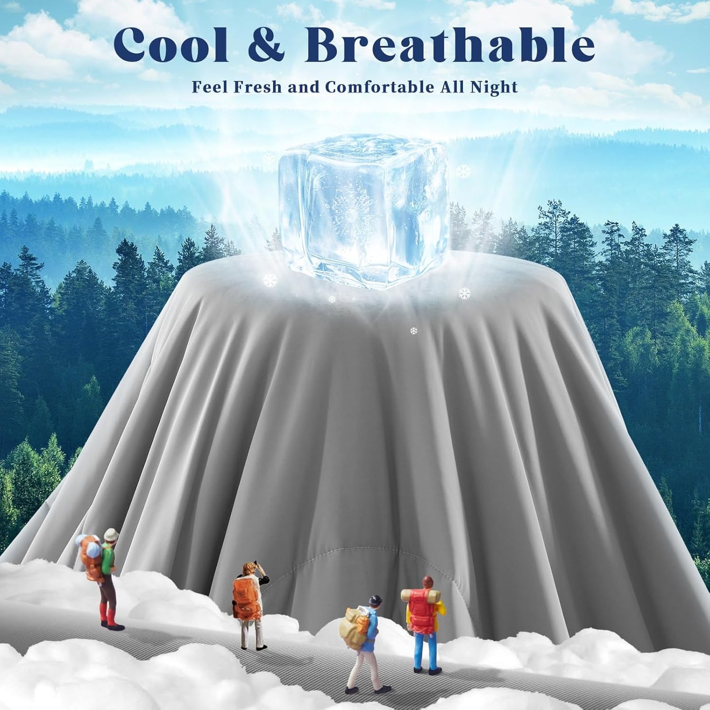 Cooling Comforter Twin Size, Double-Sided Cooling Blanket for Hot Sleepers & Night Sweats, Arc-Chill Q-Max > 0.4 Breathable Ice Blanket, Lightweight Cold Comforter (68''x90'', Light Grey)