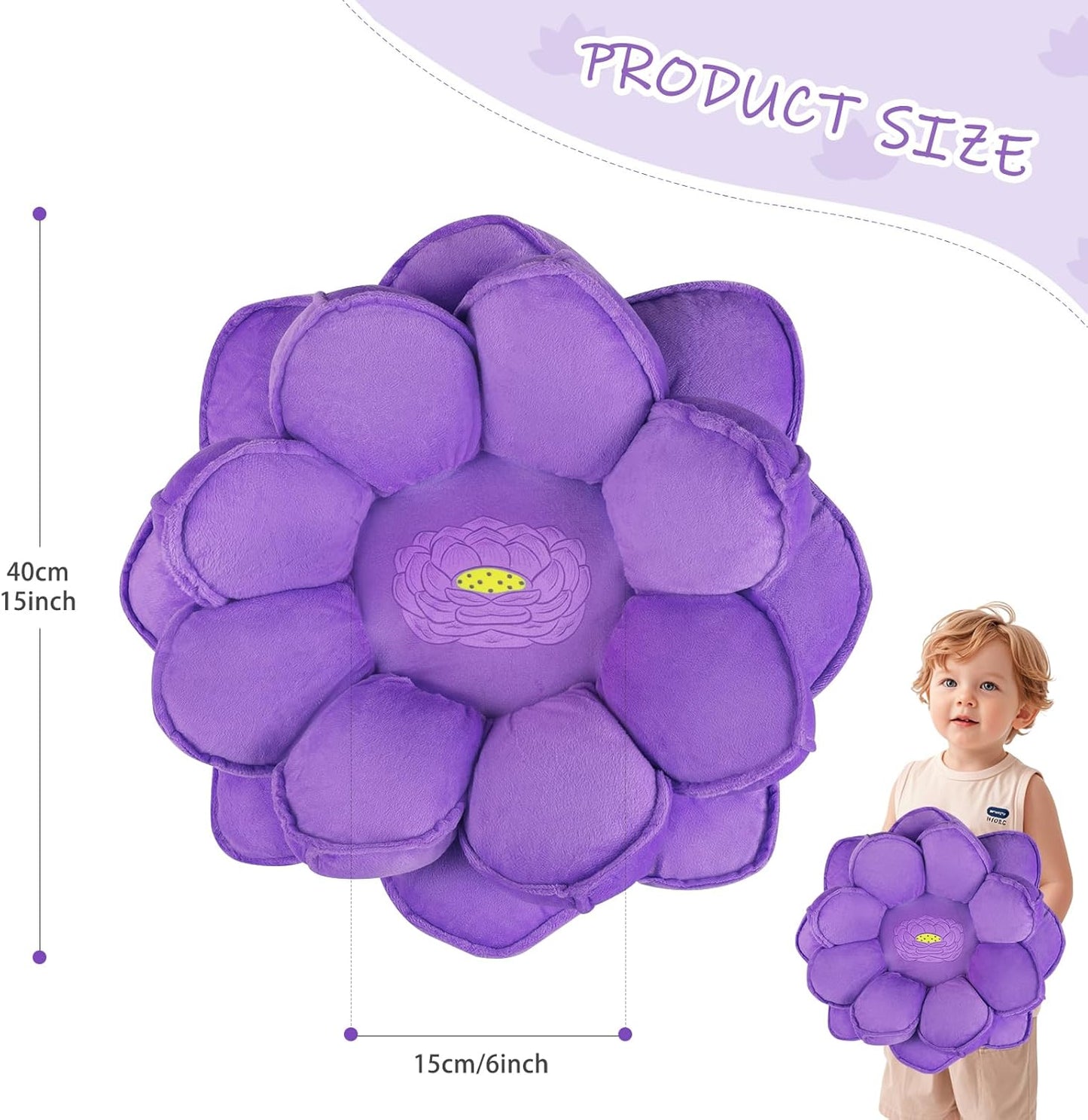 Lotus Flower Floor Pillows, Large Cushion Inspired by Lotus Flower Design, Decorative Seating for Living Room, Bedroom, and Lounge, Soft Washable Floor Cushion for Relaxation, and Family Activities