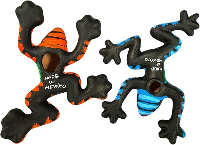 Talavera Frog (2) Guerrero Sculpture Mexican Pottery Folk Art Multicolor Home Decor Handmade Hand Painted Indoor Outdoor Garden 6" (Multicolor 10)