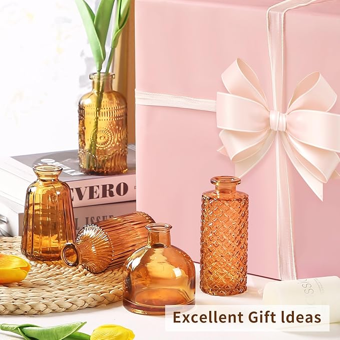 Glass Bud Vases,Small Vase for Flower,Vases for Centerpieces,Vintage Mini Vases for Wedding Decor,Home Table Decorations Diffuse Bottles,Ideals for Gifts(Pack of 30,Dark Brown)