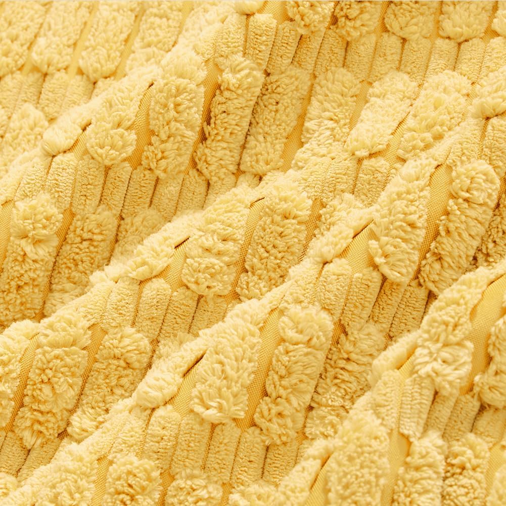 Fancy Homi 4 Packs Yellow Big Decorative Throw Pillow Covers 24x24 Inch for Living Room Couch Bed Sofa, Fall Farmhouse Boho Home Decor, Soft Striped Corduroy Square Cushion Case 60x60 cm