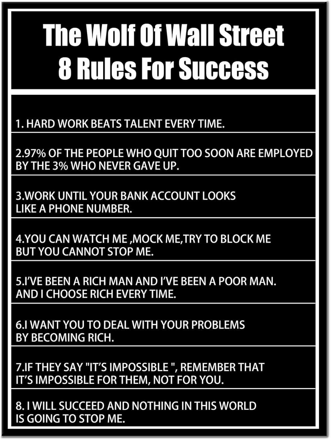 Inspirational Wall Art Home Office Decor Success Positive Affirmations Quotes Poster Print Motivational Wall Decor for Living Room Office Classroom Artwork Stretched and Framed [30''Wx 40''H]