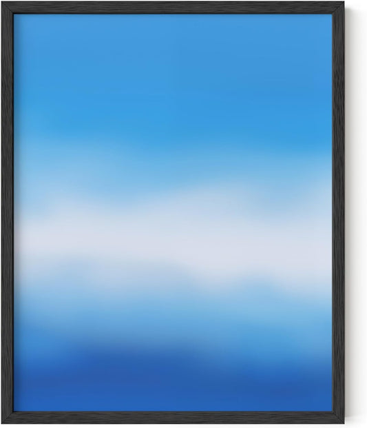 HAUS AND HUES Modern Abstract Wall Art - Blue and Green Living Room Art, Modern Artwork for Walls, Minimalist Picture for Living Room(Blue Tie-Dye, Black Frame, 16x20)