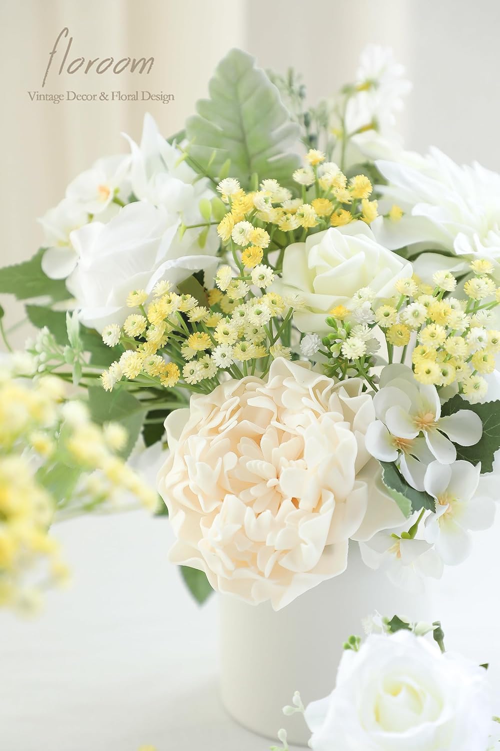 Floroom 18pcs Artificial Babys Breath Gypsophila Greenery Sprays, Real Touch Canary Yellow Fake Flowers for Wedding Bouquets Centerpieces Floral Arrangements and Decorations