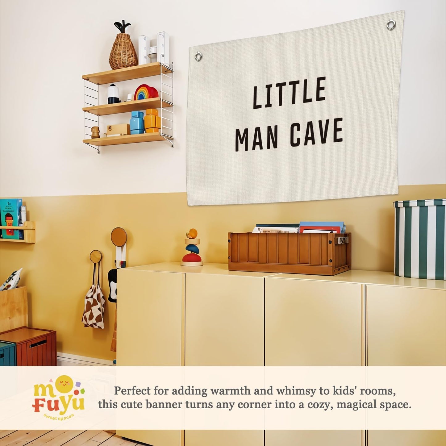 Little Man Cave Banner - Little Man Cave Sign for Boys,Kids Boys Room Decor,Adventure Nursery Sign for Baby and Kids, Playroom Wall Hanging 30x20 Inch