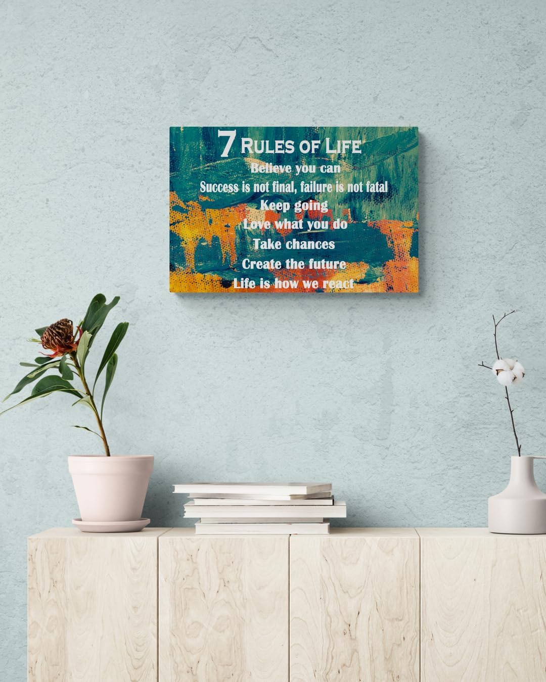 GoForArt Motivational Canvas Wall Art, 7 Rules Of Life Inspirational Prints Wall Decor, Positive Poster for Office Living Room, Famous Quote Bedroom Dining Room Artwork Home Decoration