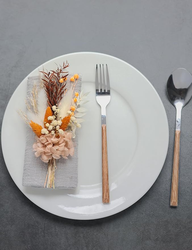 xin's convey Mini Dried Flower Bouquet Set of 6, Groom's and Best Man's Boutonnieres, Dried Flower Gift Box, Boho Wedding Plate Decoration, Birthday Cake Arrangement (Terracotta)