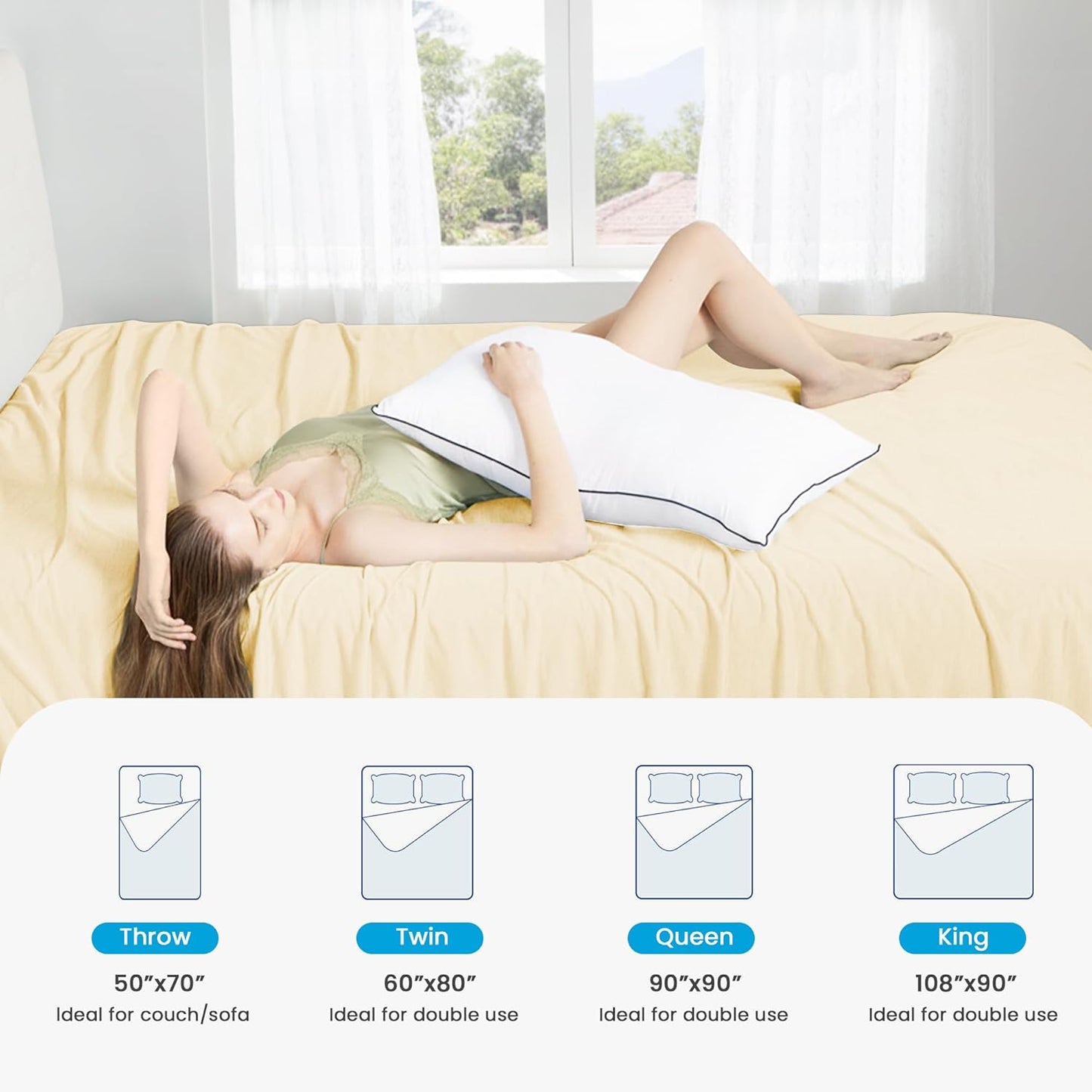 HYLEORY Cooling Blankets for Hot Sleepers, Cool Summer Blanket Keep Body Cool for Night Sweats Double Sided Lightweight Breathable Blanket for Bed Couch Sofa, Throw (50"x70"), Beige