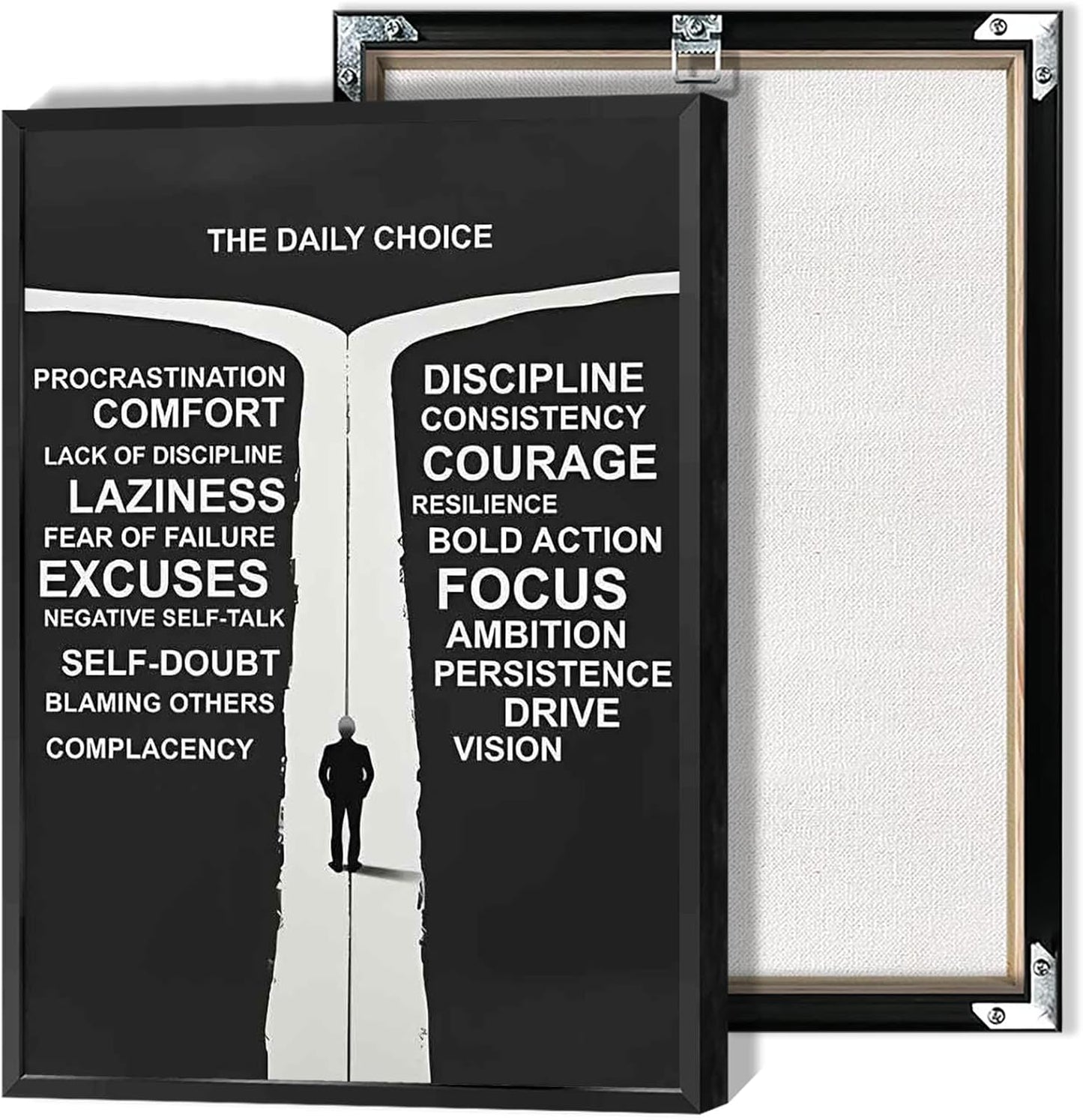 Inspirational Self-Discipline Poster Growing Up The Daily Choice Wall Art Discipline Vs Comfort Choose Prints Painting For Living Room Bedroom Office Wall Decor 16x24in Framed