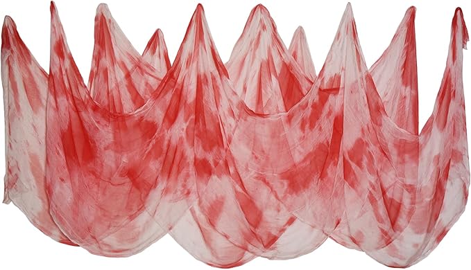 (30 x 420 in.) Halloween Creepy Cloth, Spooky Giant Cheese Cloth Tapestry for Halloween Party Supplies Decorations Outdoor Yard Home Wall Decor, White