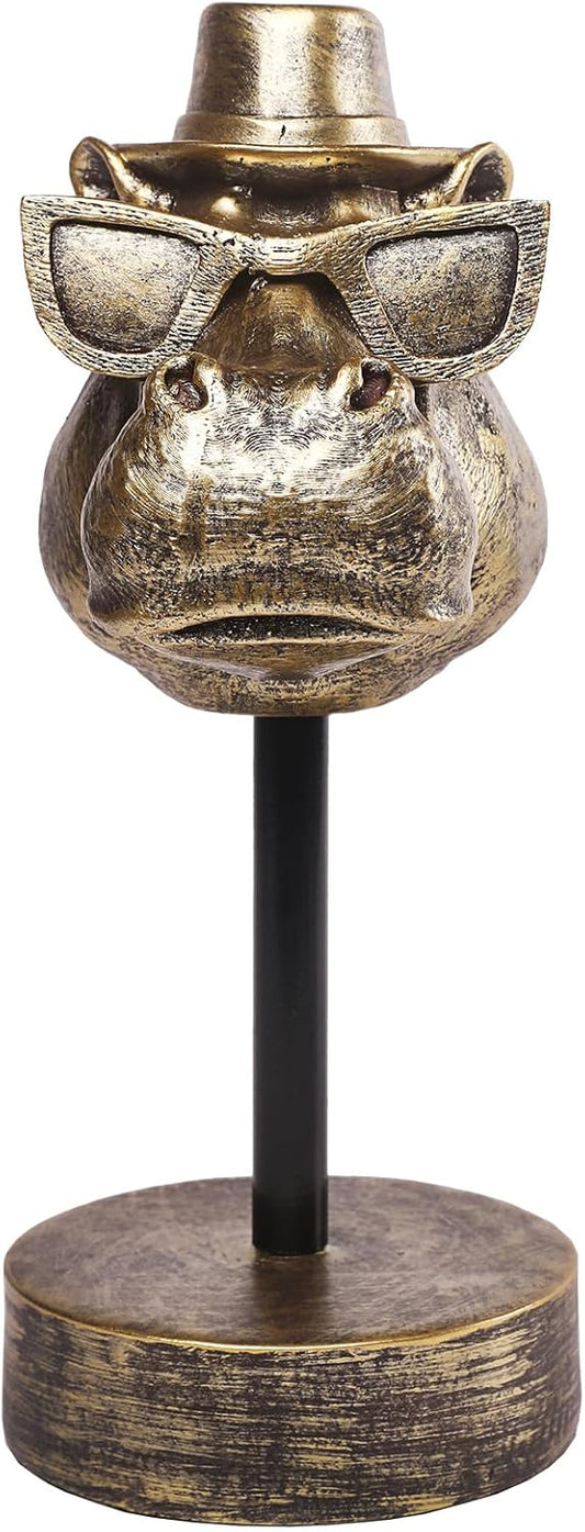 Handcrafted Resin Sculpture (Hippopotamus)- Statue Decoration Modern Home Decor Accent, Trending Living Room & Office Decor, Elegant Tabletop & Shelf Decor for Desk, Bookshelf, Nightstand