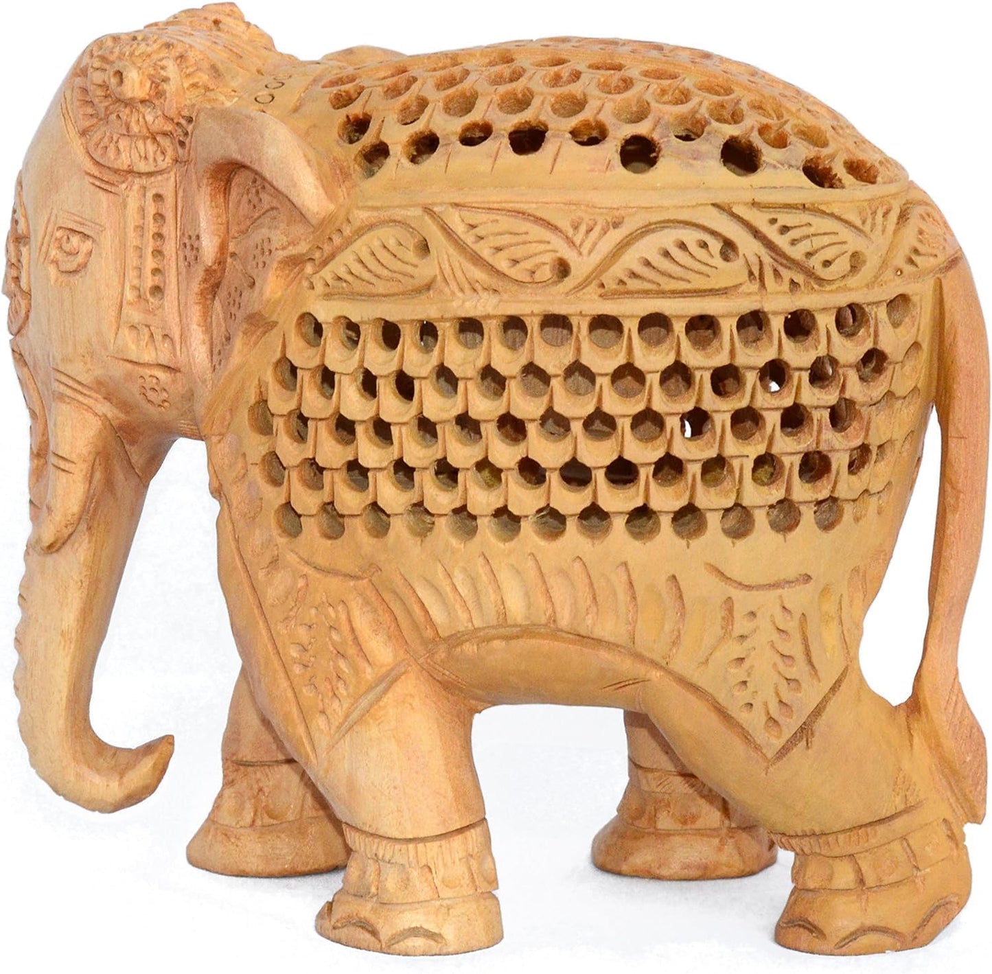 ETROVES Wood Elephant Statue - Hand Carved Wooden Elephant Figurine/Sculpture Home Farmhouse Decor, 6 Inch, Brown