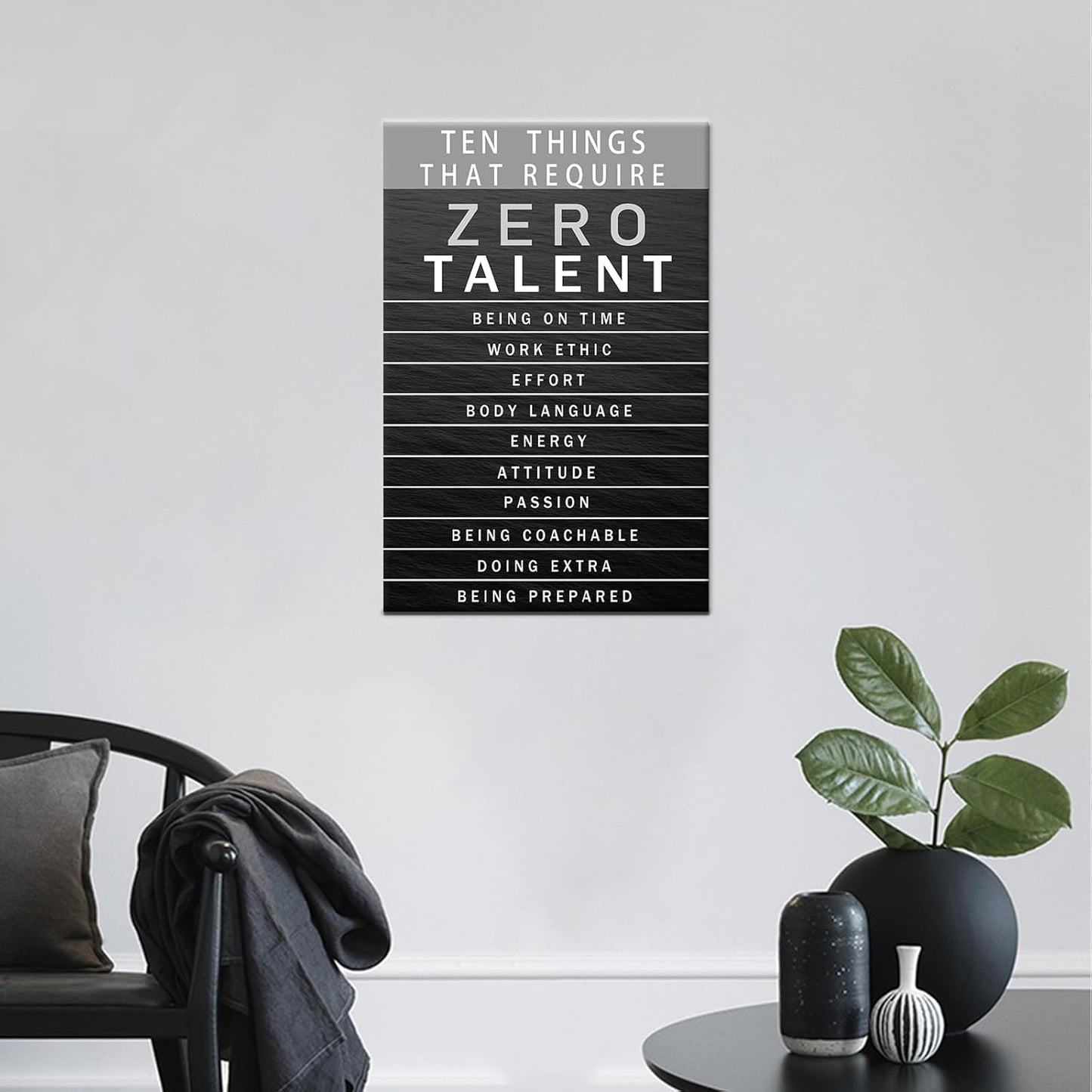 Inspirational Canvas Wall Art Motivational Painting Positive Entrepreneur Quotes Poster Ten Things That Require Zero Talent Pictures Print Wall Decor Artwork for Bedroom Office Framed [12''W x 18''H]