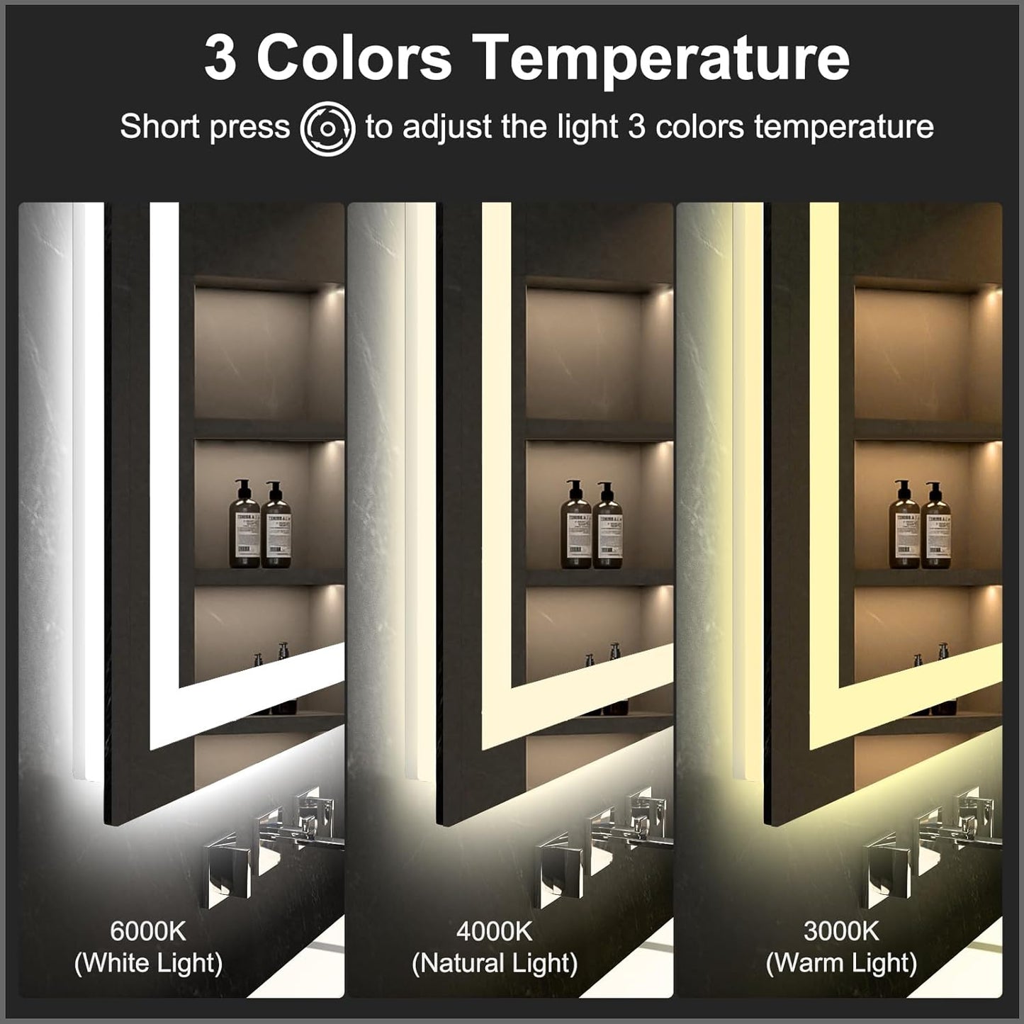 LED Mirror for Bathroom 48x30 Lighted Bathroom Vanity Mirrors with Lights, Brighter Frontlit and Backlit Anti-Fog Mirror, Tempered Glass, Dimmable 3 Colors Light Modes, Memory Function