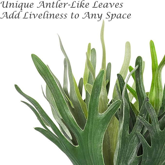 Velener Artificial Staghorn Fern Plants Without Pot-20.9 Inches, Unique Waterproof Faux Staghorn Fern for Garden, Fall Autumn Decoration