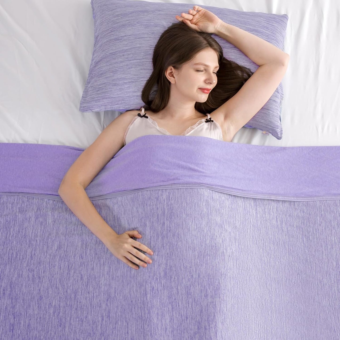 Elegear Revolutionary Cooling Blanket Queen Absorbs Heat to Keep Body Cool for Night Sweats, Arc-Chill 3.0 Cool Fiber Q-Max>0.5 for Hot Sleepers, Lightweight Summer Cold Blankets for Sleeping, Purple