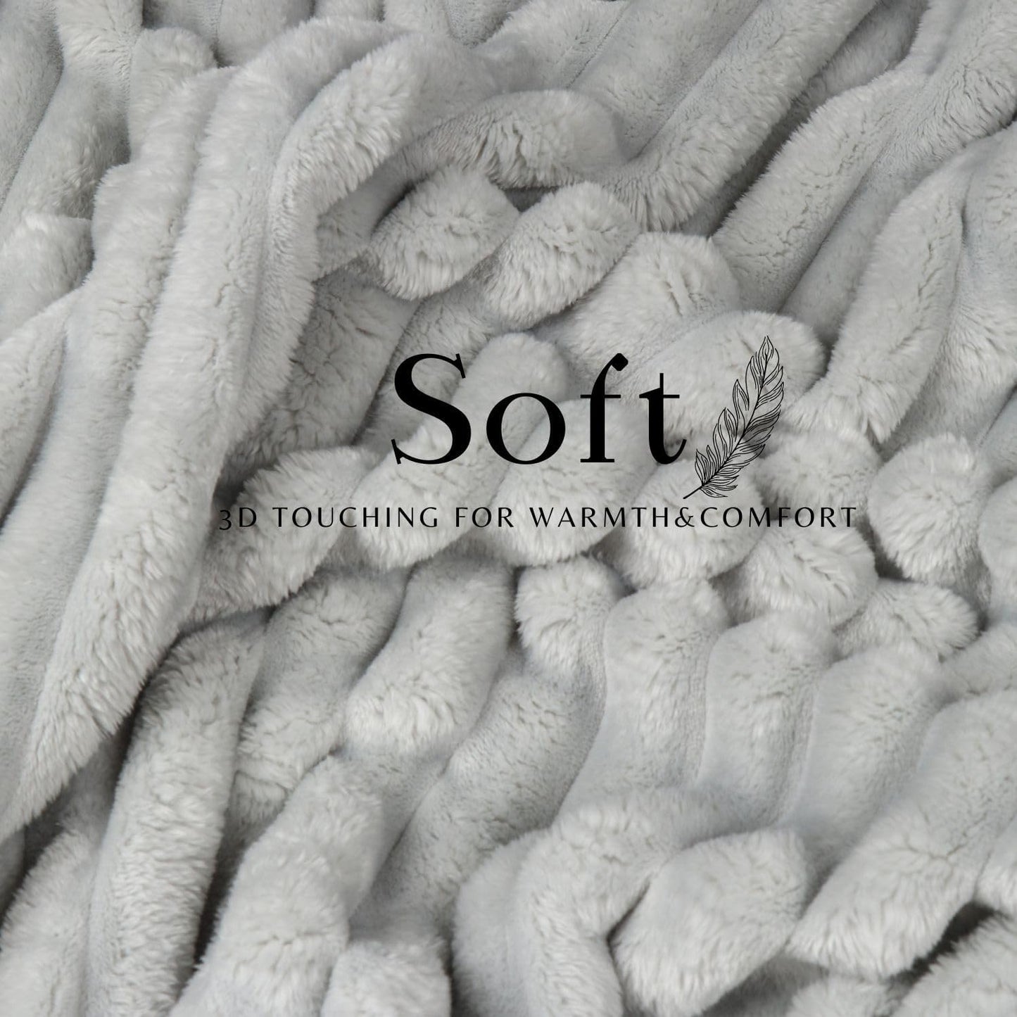 Daniks Fleece Throw Blanket for Bed and Sofa, 50x60, 330 GSM – 3D Ribbed Jacquard, Plush and Lightweight, Grey