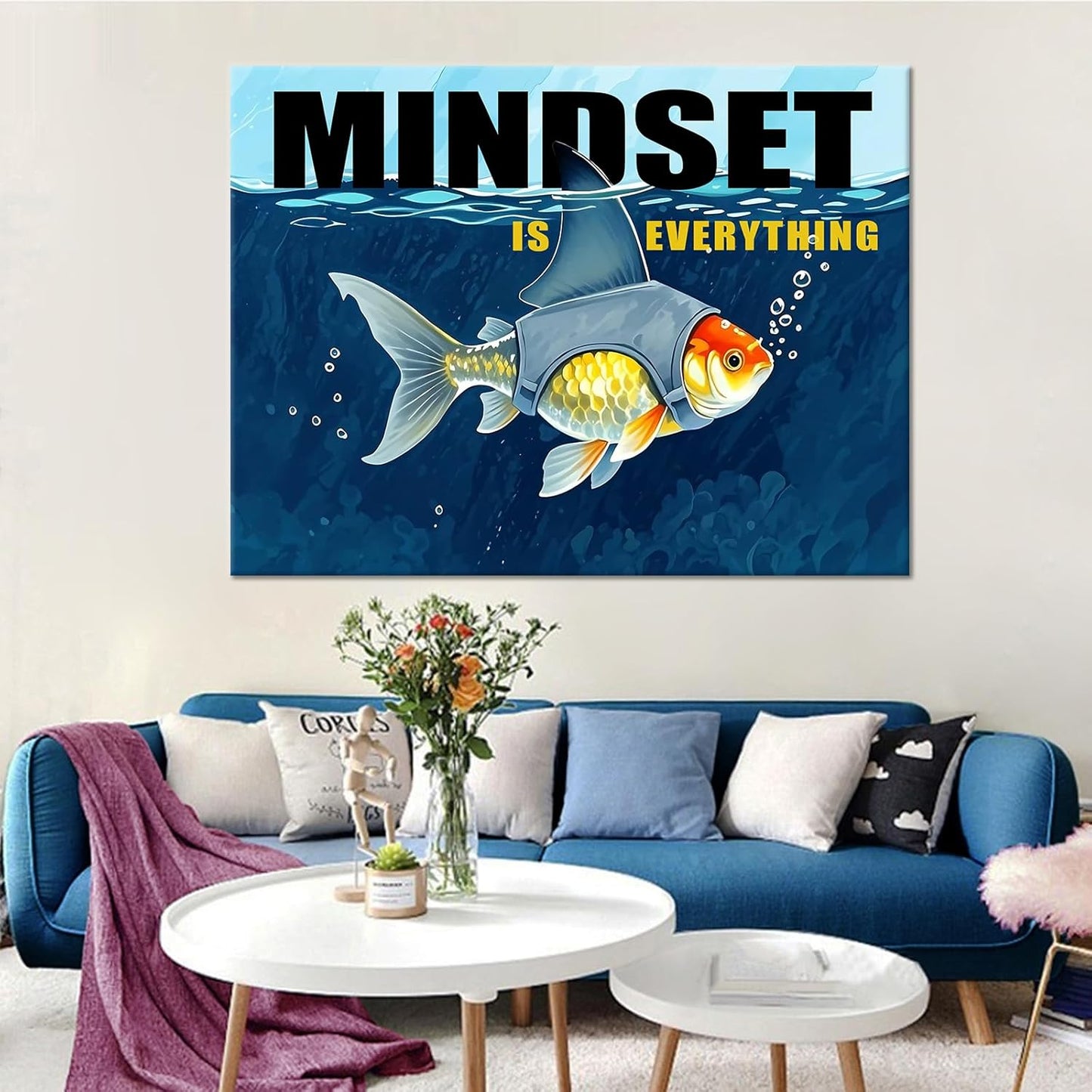 Large Size Inspirational Quotes Mindset is Everything Motivational Poster Print Positive Painting Picture Artwork for Modern Home Living Room Gym Workplace Wall Decor Ready to Hang [40''Wx 30''H]