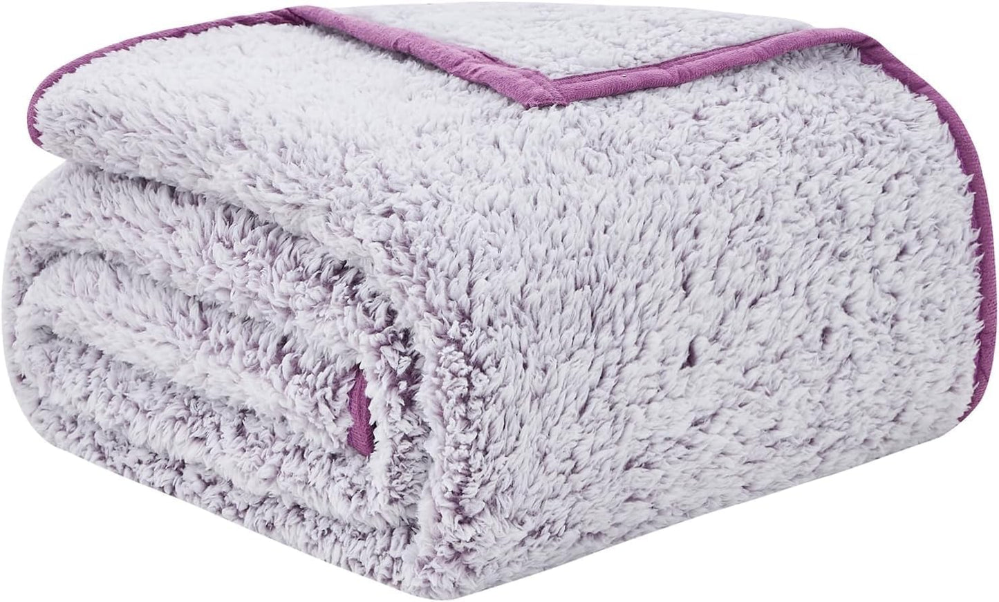EMME Soft Sherpa Fleece Blanket Reversible Plush Fluffy Large Blanket, Light Weight Warm Decorative Boho Blanket Cover for Sofa, Couch, Bedroom,Travel(Plush Purple,50"x60")